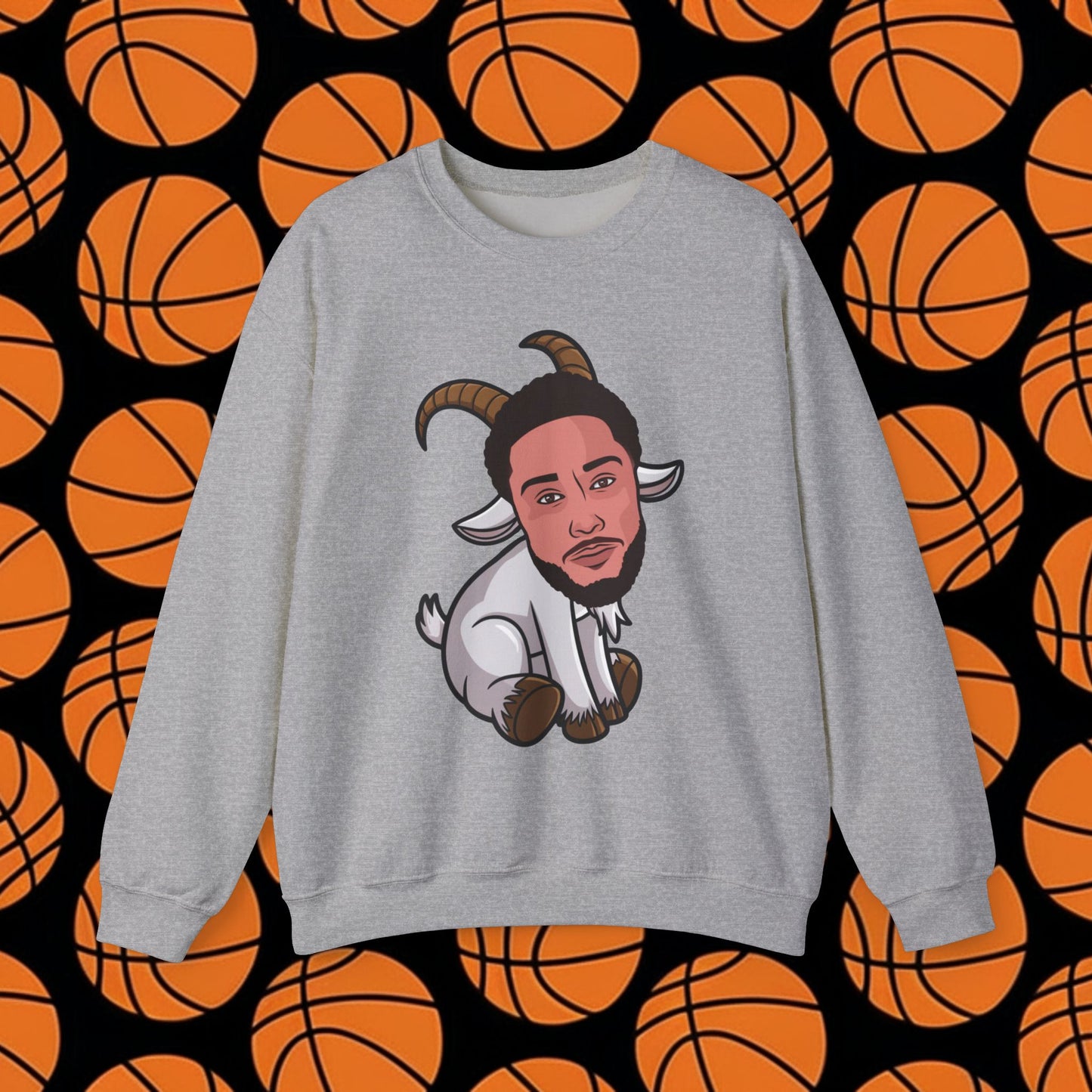 Ben Simmons GOAT Sweatshirt - Funny Basketball Meme Jumper - Greatest of All Time Pullover for Basketball Fans - Perfect Gift for Ben Simmons Fans Sport Grey Sweatshirts Basketball Ben Simmons Brooklyn Nets G.O.A.T. NBA Printify