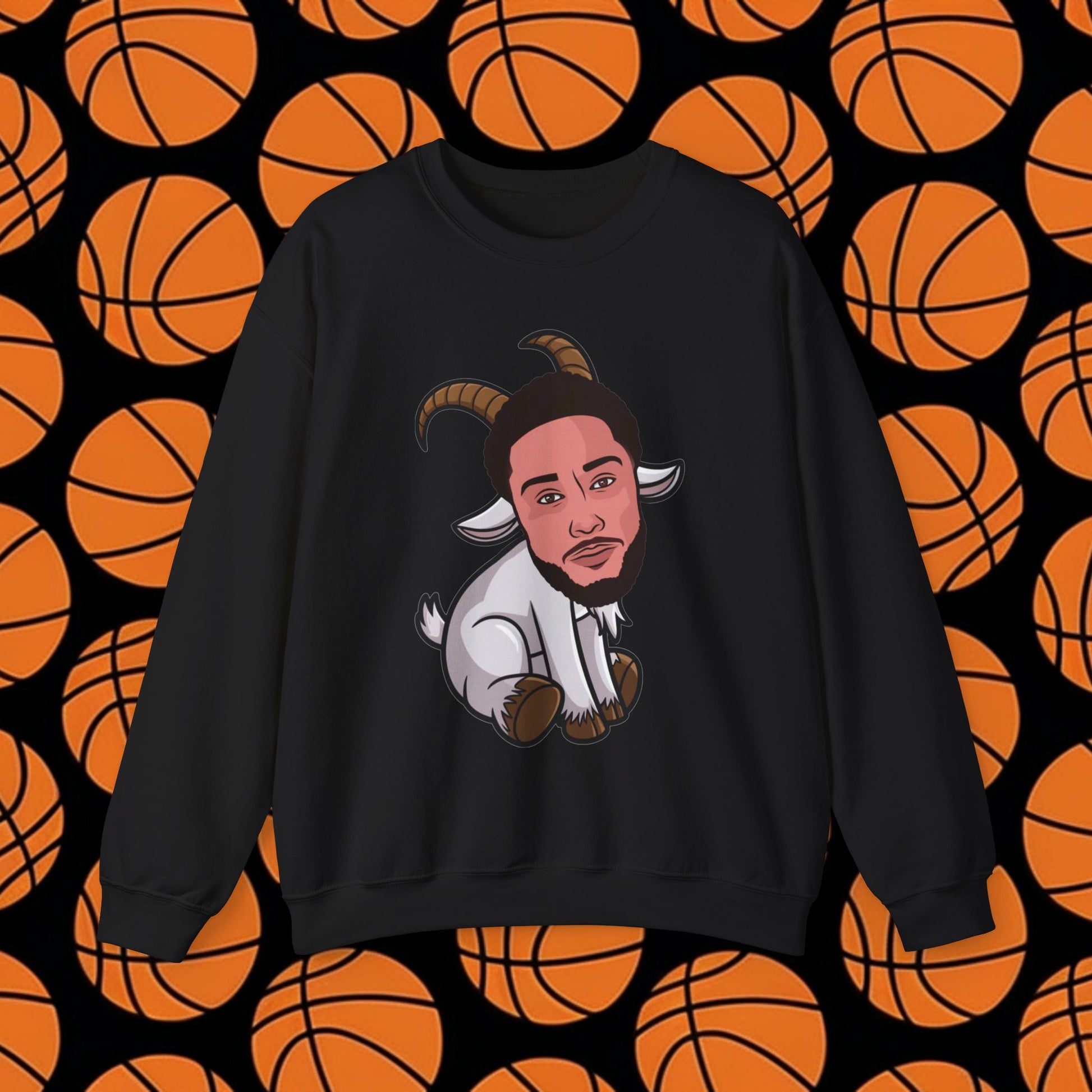 Ben Simmons GOAT Sweatshirt - Funny Basketball Meme Jumper - Greatest of All Time Pullover for Basketball Fans - Perfect Gift for Ben Simmons Fans Black Sweatshirts Basketball Ben Simmons Brooklyn Nets G.O.A.T. NBA Printify