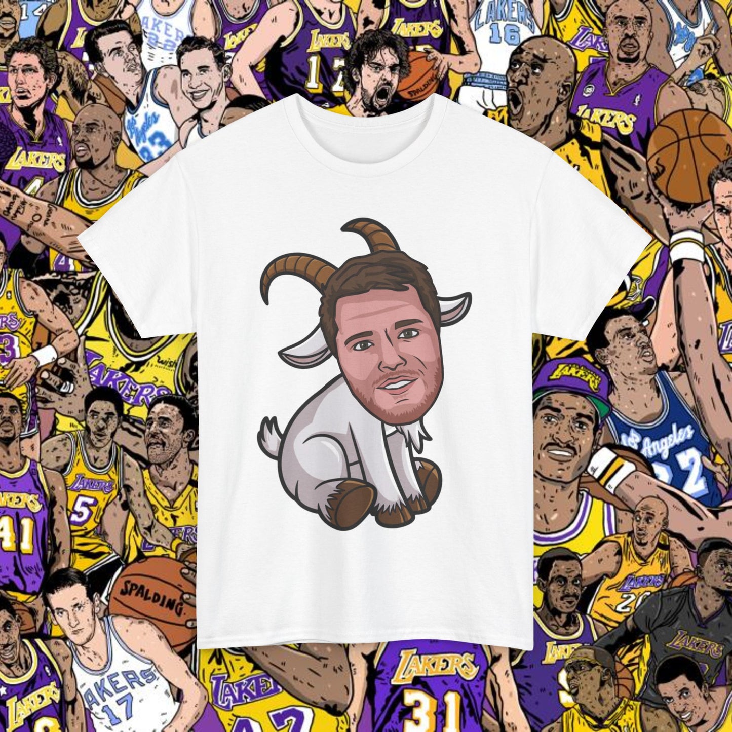 Luka Doncic G.O.A.T. T-Shirt - Funny Basketball Meme Casual Top - Greatest of All Time Tee for Basketball Fans - Perfect Gift for Luka Fans White T-shirts Basketball G.O.A.T. Los Angeles Lakers Luka Doncic NBA Printify