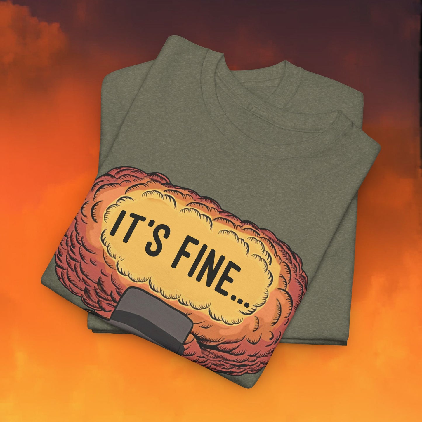 Oppenheimer It's Fine Funny Movie Parody Nuclear Atomic Bomb Explosion Unisex Heavy Cotton Tee