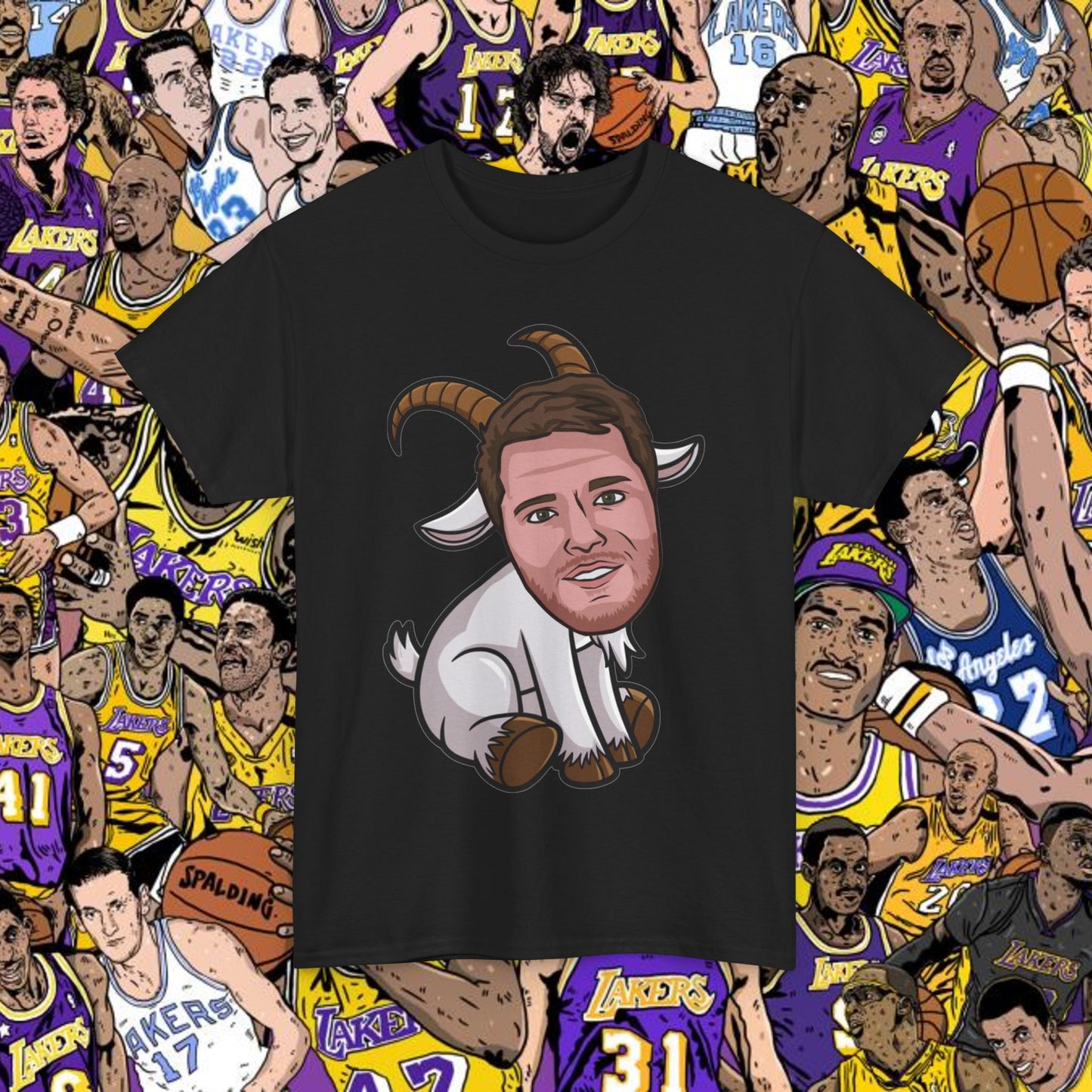 Luka Doncic G.O.A.T. T-Shirt - Funny Basketball Meme Casual Top - Greatest of All Time Tee for Basketball Fans - Perfect Gift for Luka Fans Black T-shirts Basketball G.O.A.T. Los Angeles Lakers Luka Doncic NBA Printify