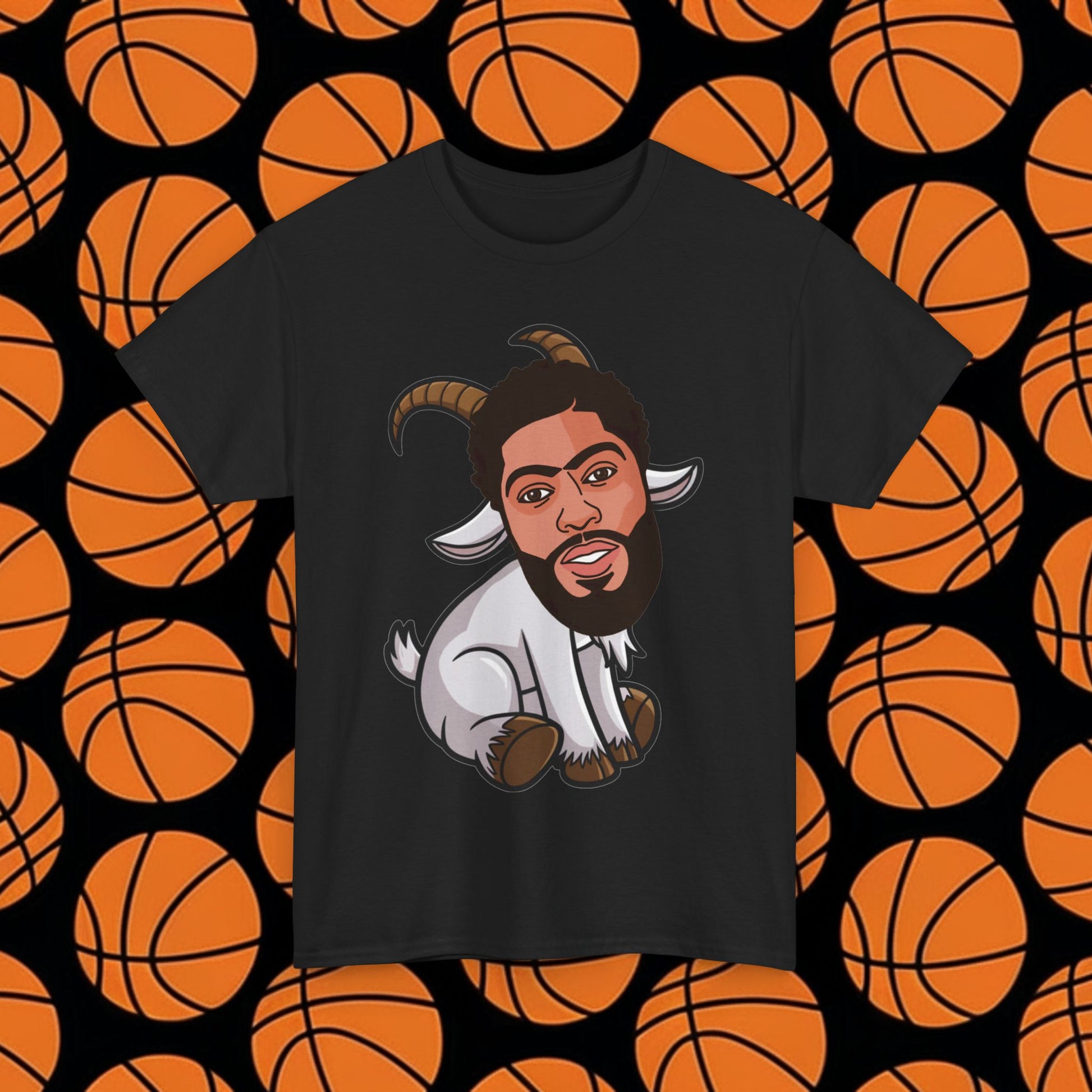 Anthony Davis GOAT T-Shirt - Funny Unibrow Basketball Meme Casual Top - Greatest of All Time Tee for Basketball Fans - Perfect Gift for AD Fans Black T-shirts Anthony Davis Basketball Dallas Mavericks G.O.A.T. NBA Printify