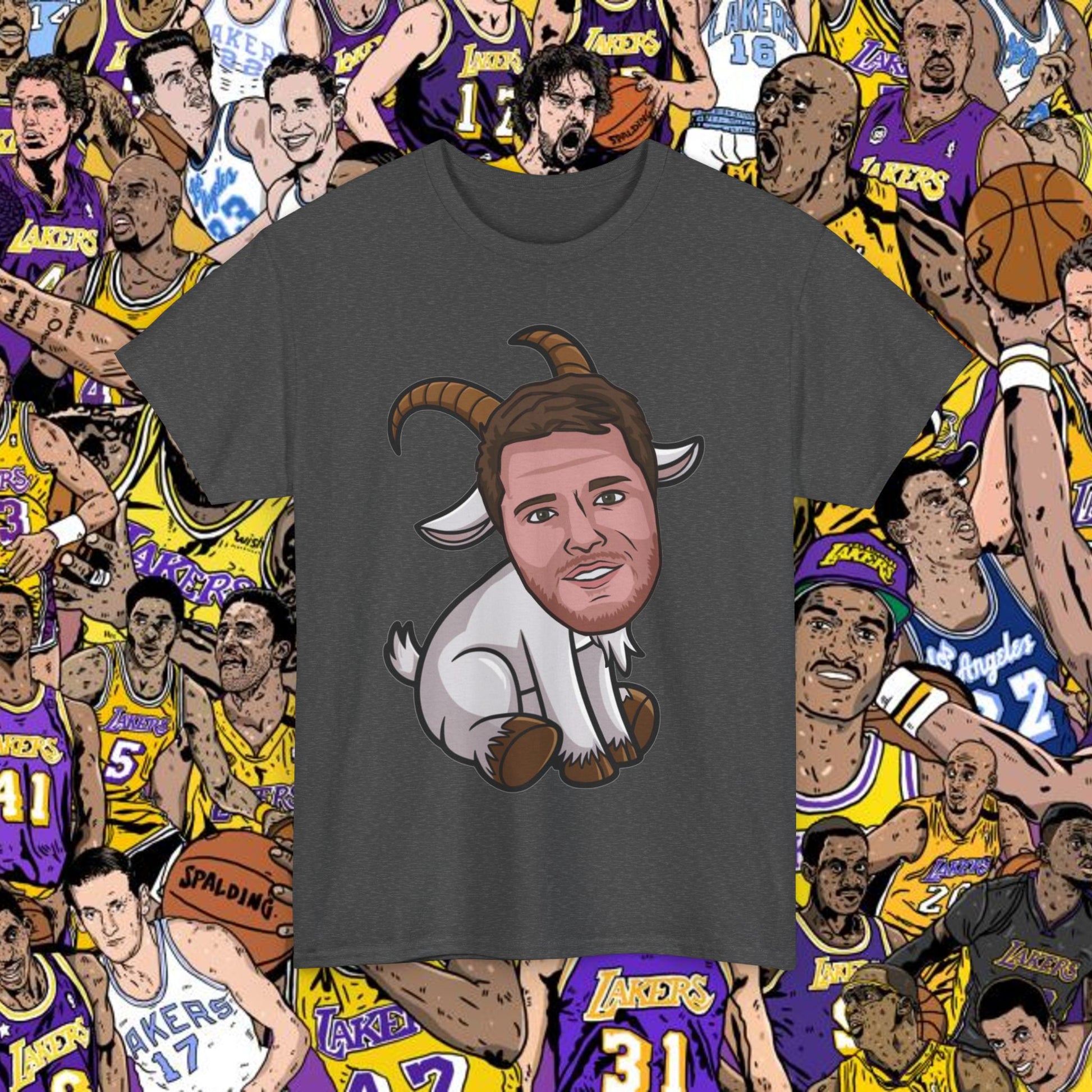 Luka Doncic G.O.A.T. T-Shirt - Funny Basketball Meme Casual Top - Greatest of All Time Tee for Basketball Fans - Perfect Gift for Luka Fans Dark Heather T-shirts Basketball G.O.A.T. Los Angeles Lakers Luka Doncic NBA Printify