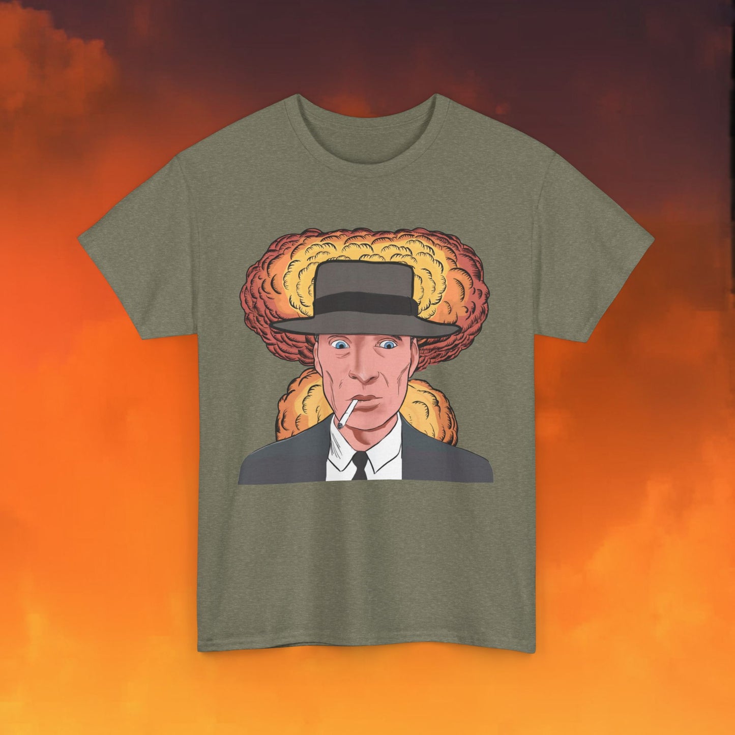 Oppenheimer Cartoon Funny Movie Cillian Murphy Unisex Heavy Cotton Tee