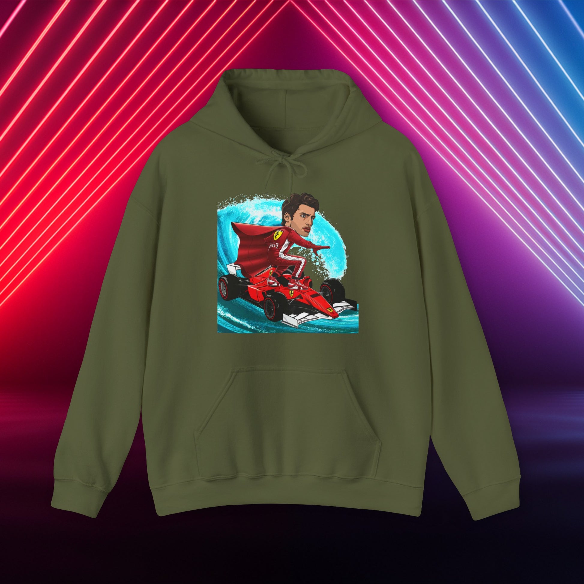 Carlos Sainz Hoodie Carlos Sainz Jumper Smooth Operator Pullover Ferrari Hoodie Formula 1 Hoodie F1 Hoodie Ferrari Gift Ferrari Fan Gift Military Green Hoodies Carlos Sainz F1 Ferrari Printify