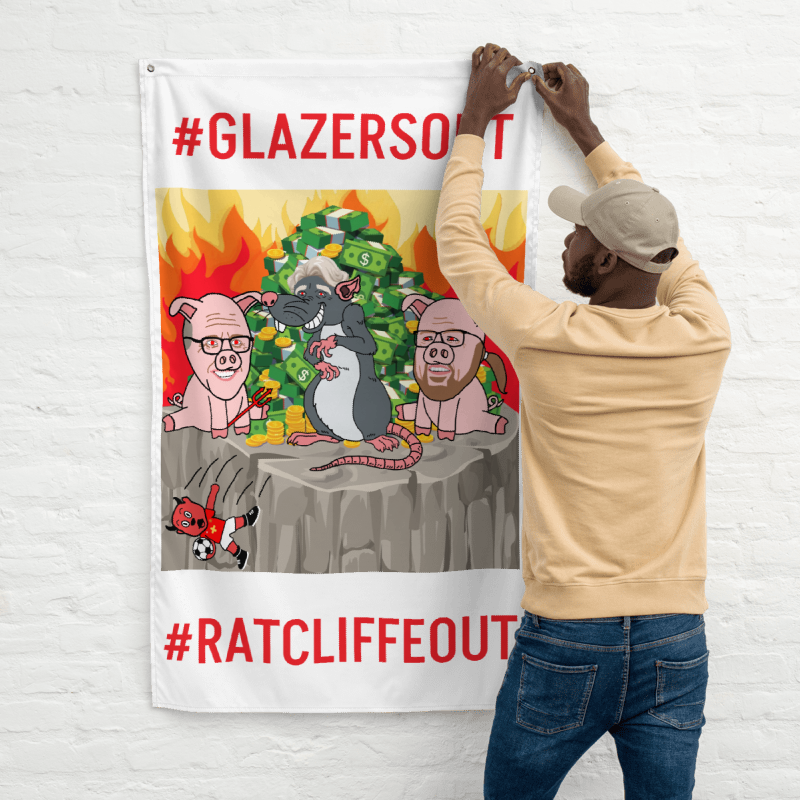 Manchester United Ratcliffe Out, Glazers Out Flag Next Cult Brand Football, GlazersOut, Manchester United, RatcliffeOut