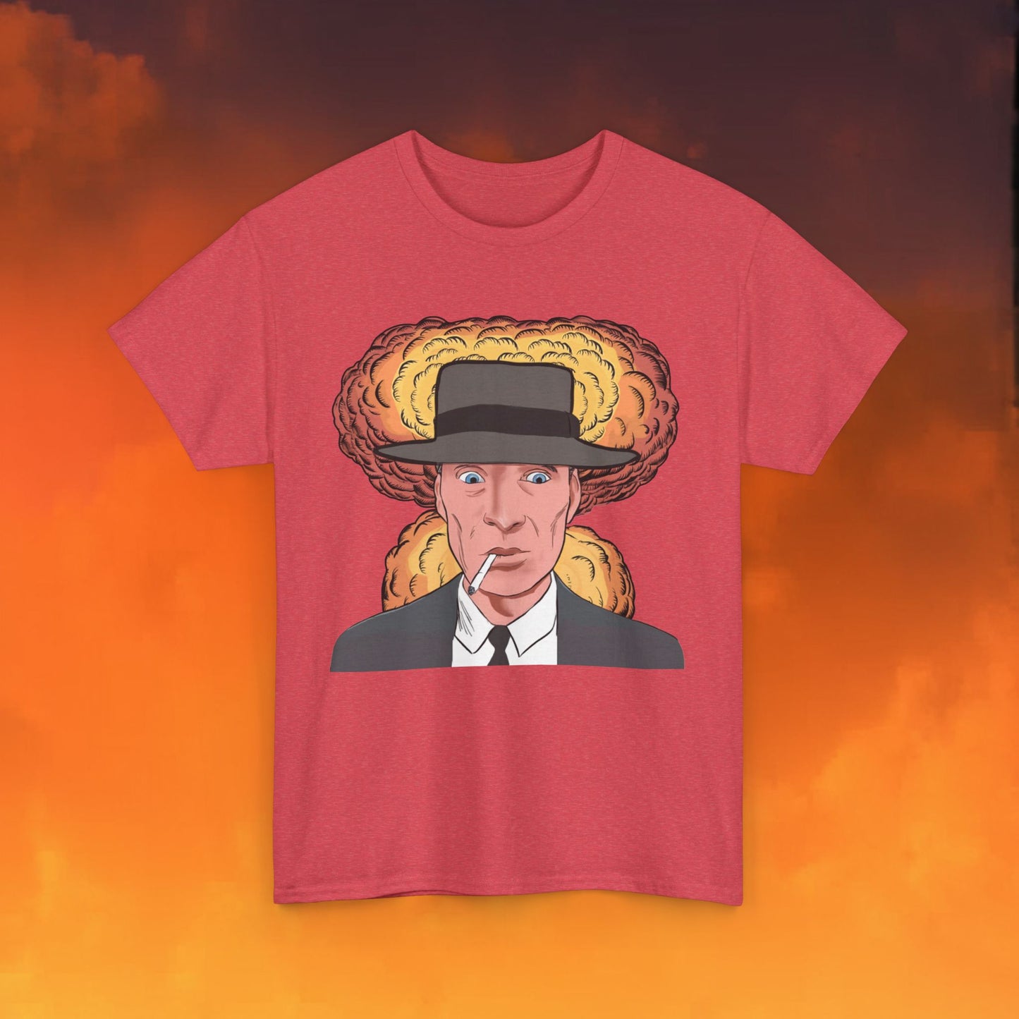 Oppenheimer Cartoon Funny Movie Cillian Murphy Unisex Heavy Cotton Tee