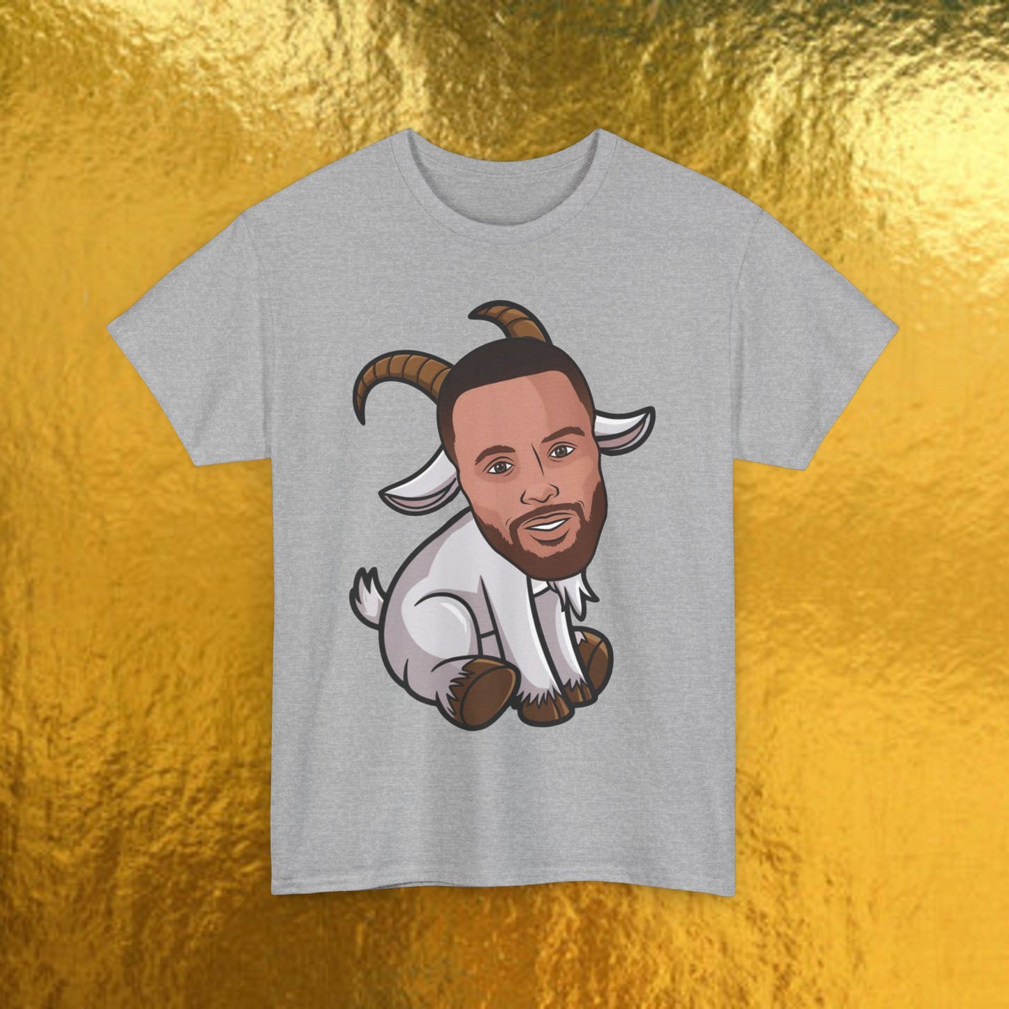 Stephen Curry G.O.A.T. T-Shirt - Steph Curry Greatest of All Time Basketball Meme Casual Top - Funny NBA Fan Art Cartoon Tee - Perfect Gift for Basketball Fans Sport Grey T-shirts Basketball G.O.A.T. Golden State Warriors NBA Stephen Curry Printify