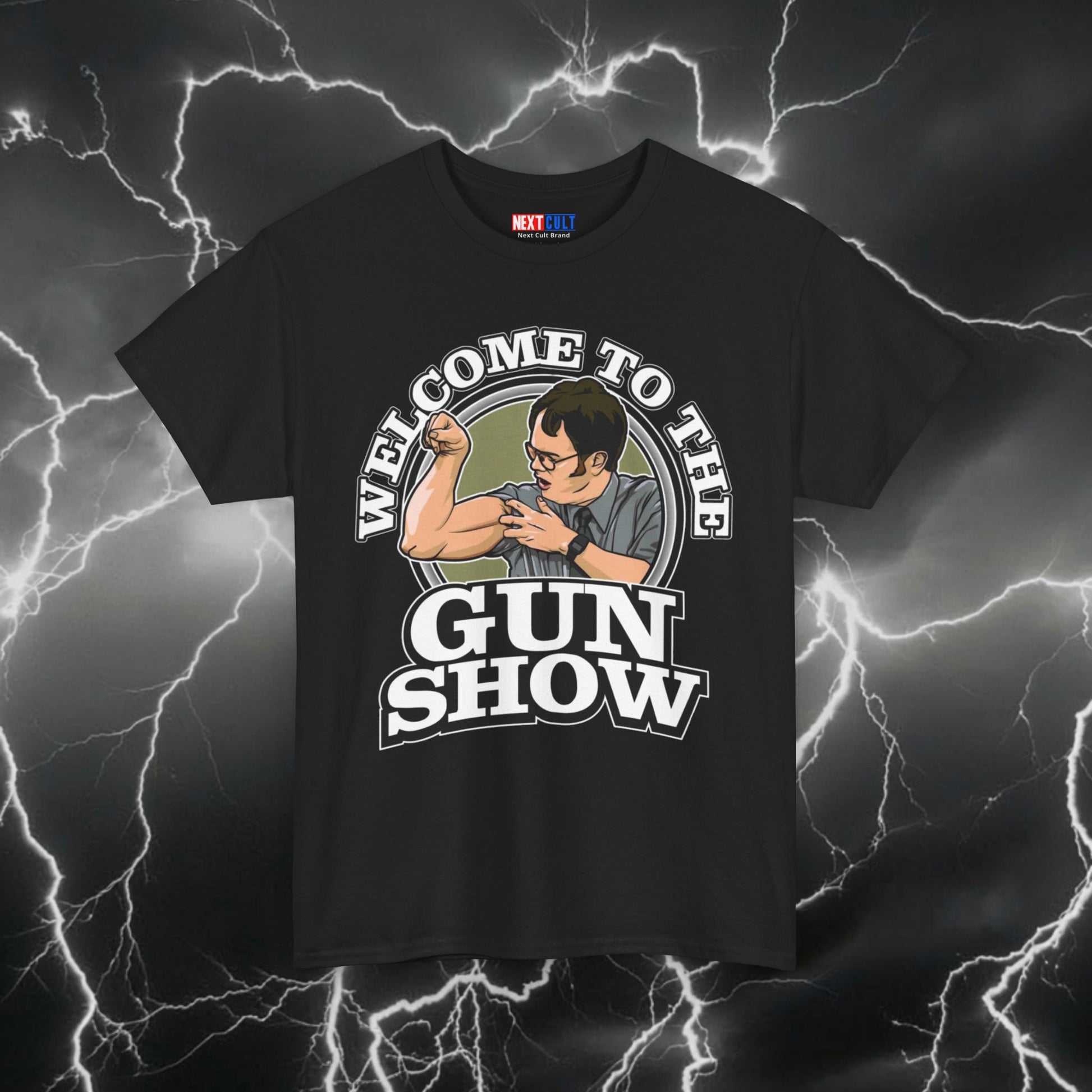 Welcome To The Gun Show T-Shirt – Funny Dwight Schrute Meme The Office Tee for Gym, Workout & Fitness Fans – Big Biceps Humor Top Black T-shirts Bodybuilding Fitness Gym Pump Cover The Office TV Shows Workout Printify