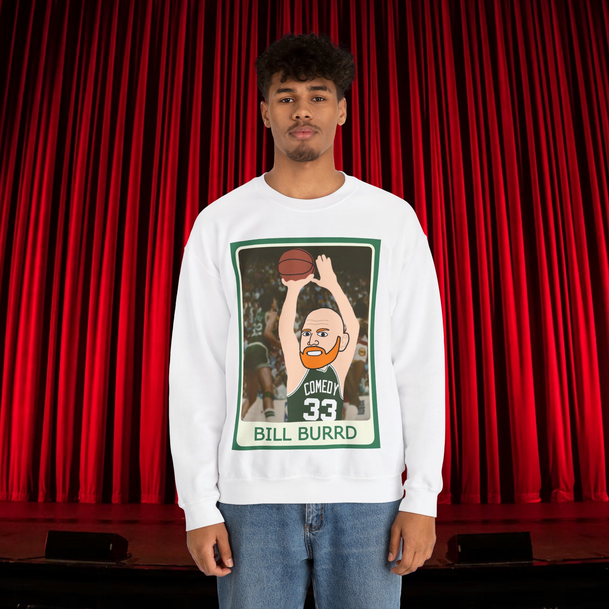 Bill Burr Sweatshirt Boston Celtics Sweater Larry Bird Jumper Monday Morning Podcast Merch Podcast Gift Celtics Fan Gift Basketball Fan Gift Next Cult Brand Bill Burr, Monday Morning Podcast, Podcasts, Stand-up Comedy