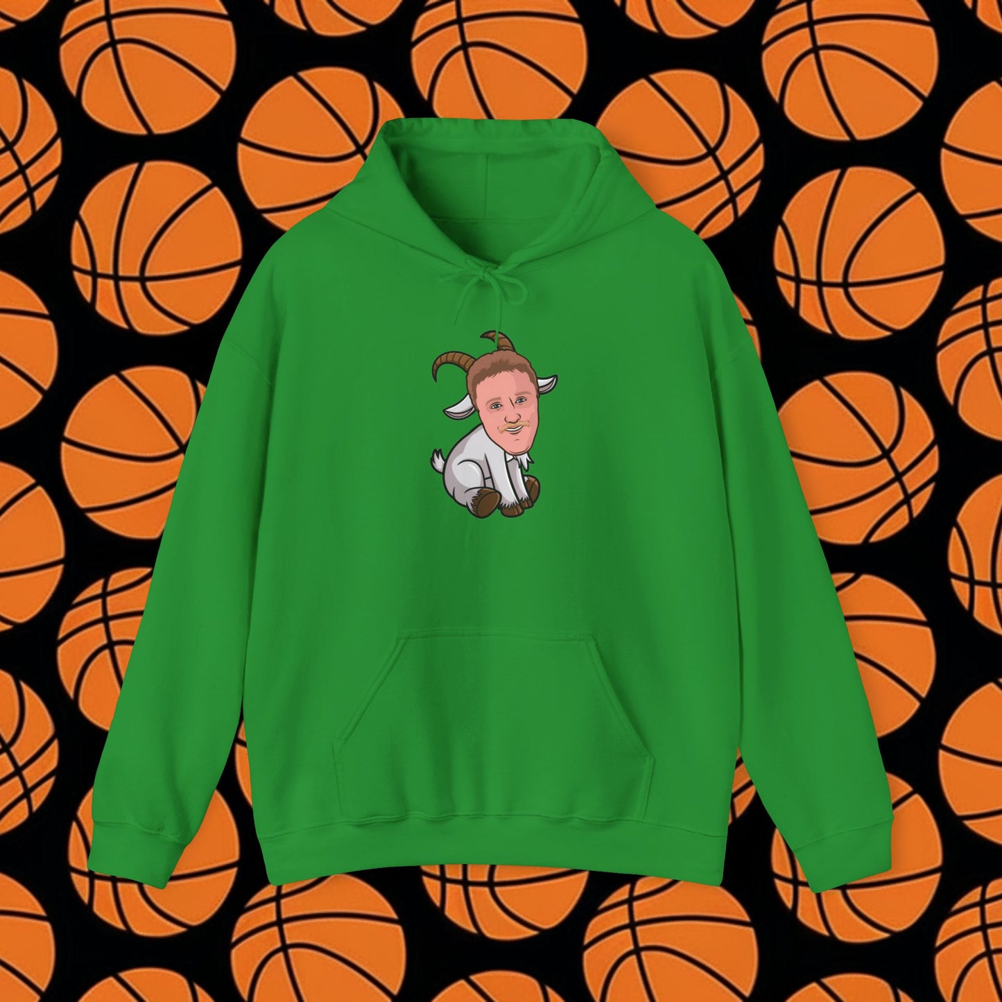 Larry Bird G.O.A.T. Hoodie - Funny Basketball Meme Sweatshirt - Greatest of All Time Pullover for Basketball Fans - Perfect Gift for Larry Bird Fans Irish Green Hoodies Basketball Boston Celtics G.O.A.T. Larry Bird NBA Printify