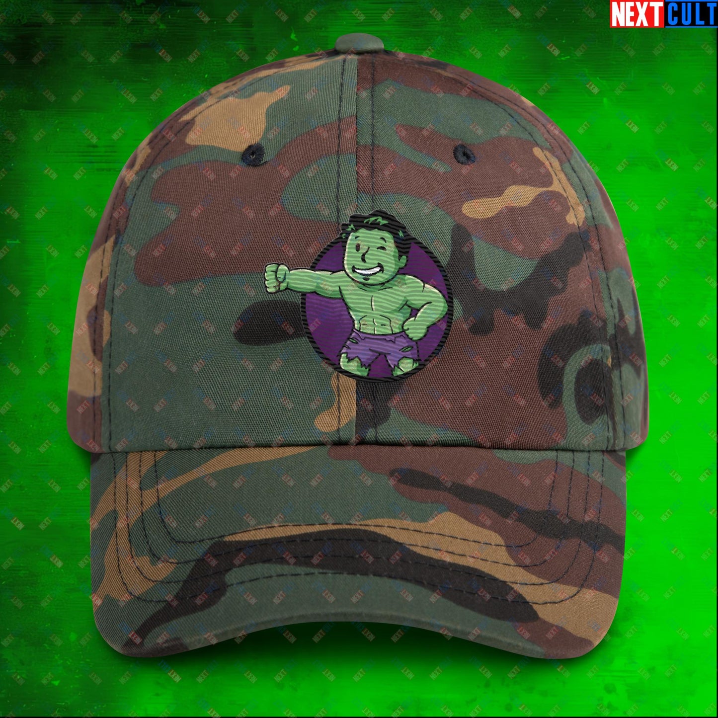 Angry Boy Hulk Vault Boy Fallout Funny Meme Cartoon Mashup Dad hat Next Cult Brand