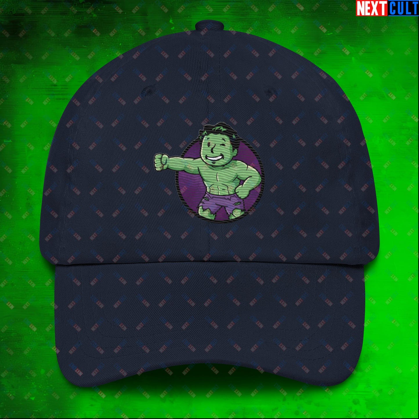 Angry Boy Hulk Vault Boy Fallout Funny Meme Cartoon Mashup Dad hat Next Cult Brand