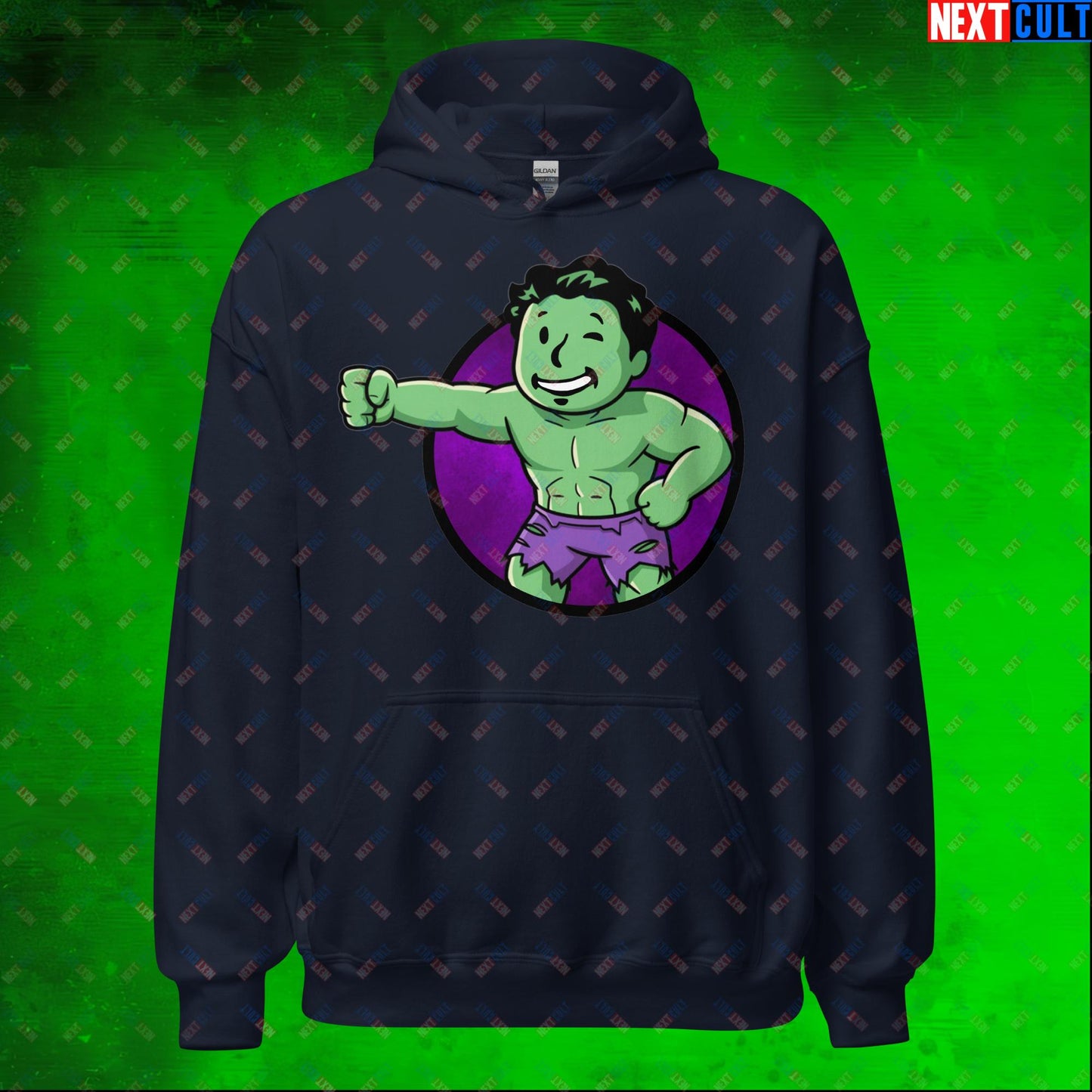 Angry Boy Hulk Vault Boy Fallout Funny Meme Cartoon Mashup Unisex Hoodie Next Cult Brand