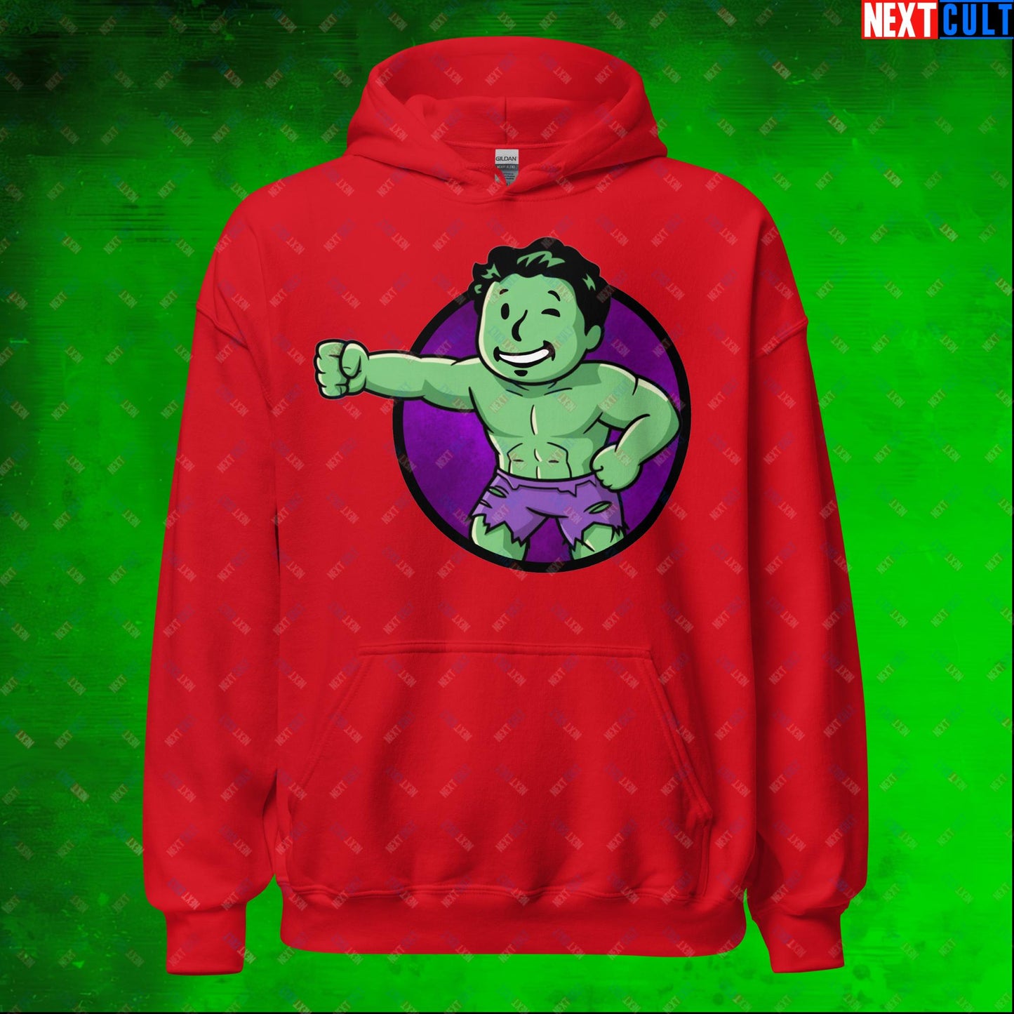 Angry Boy Hulk Vault Boy Fallout Funny Meme Cartoon Mashup Unisex Hoodie Next Cult Brand