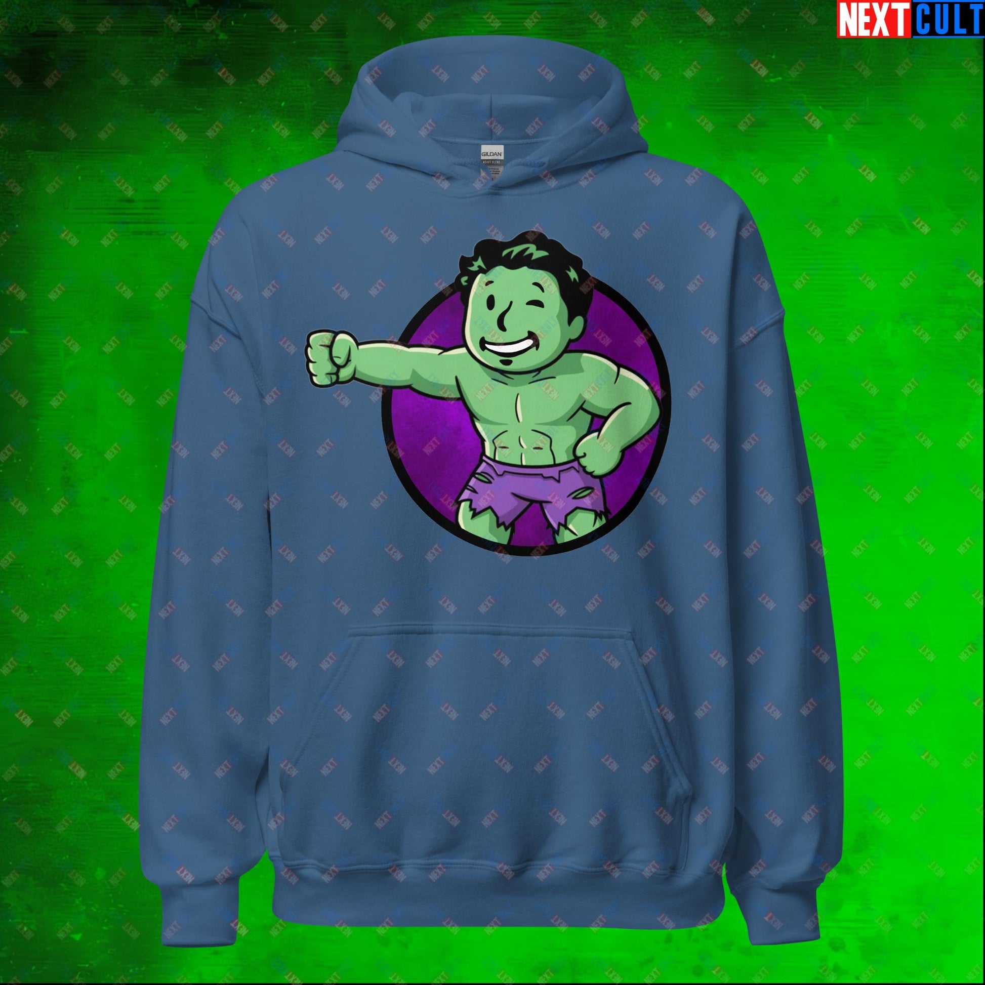 Angry Boy Hulk Vault Boy Fallout Funny Meme Cartoon Mashup Unisex Hoodie Next Cult Brand