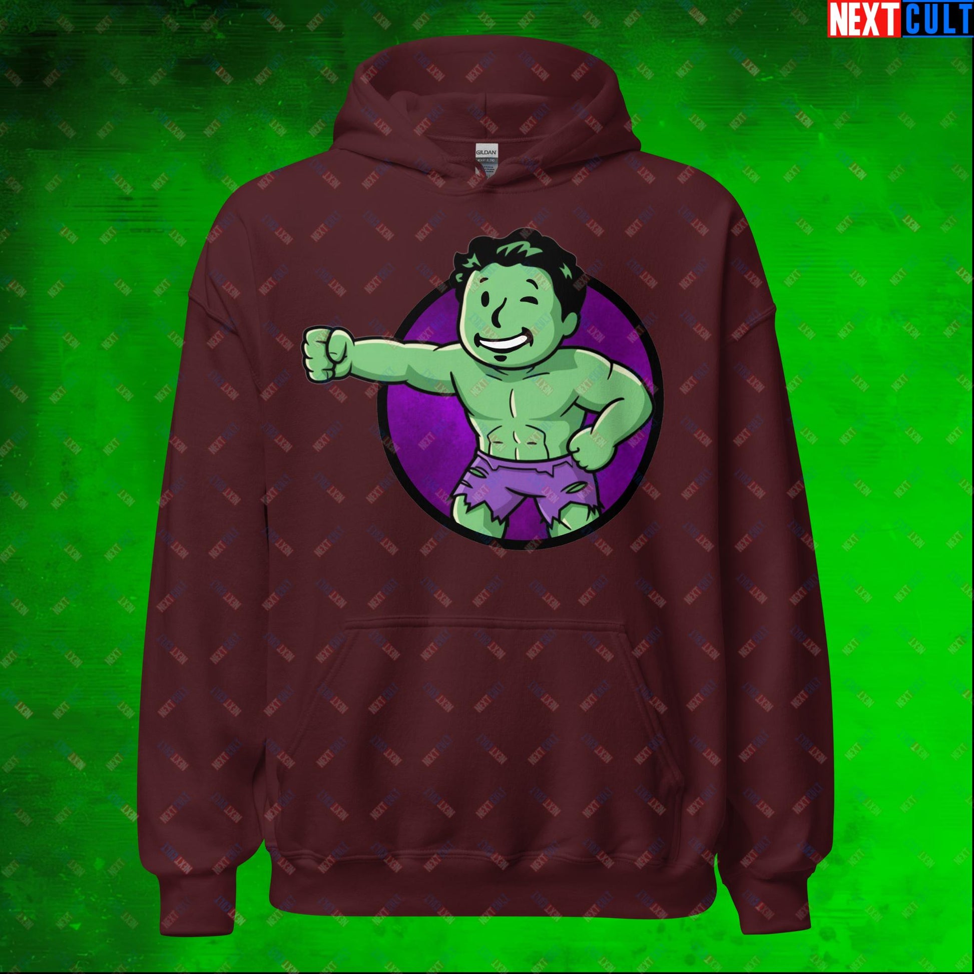 Angry Boy Hulk Vault Boy Fallout Funny Meme Cartoon Mashup Unisex Hoodie Next Cult Brand