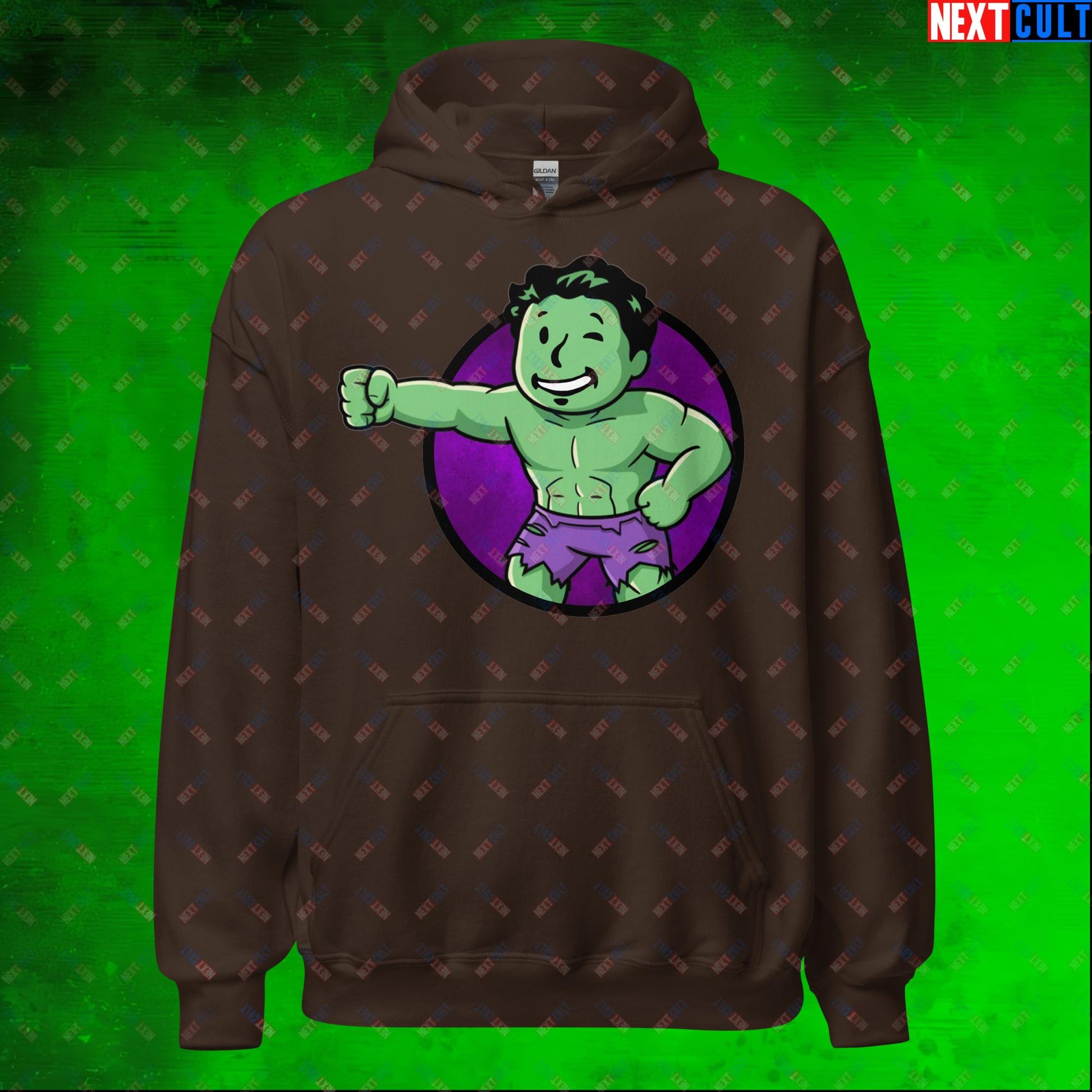 Angry Boy Hulk Vault Boy Fallout Funny Meme Cartoon Mashup Unisex Hoodie Next Cult Brand