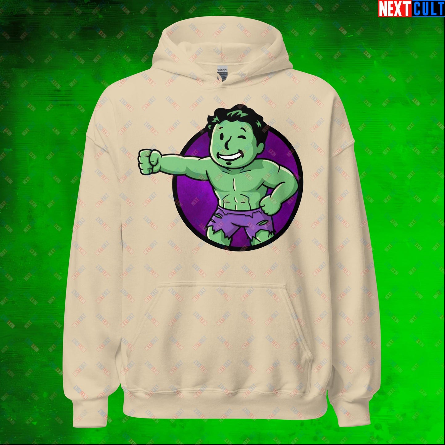 Angry Boy Hulk Vault Boy Fallout Funny Meme Cartoon Mashup Unisex Hoodie Next Cult Brand