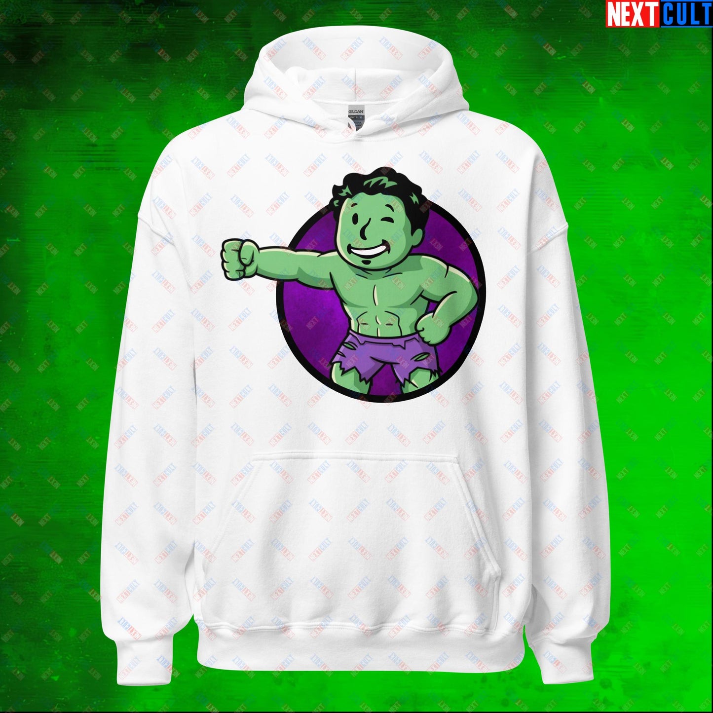 Angry Boy Hulk Vault Boy Fallout Funny Meme Cartoon Mashup Unisex Hoodie Next Cult Brand