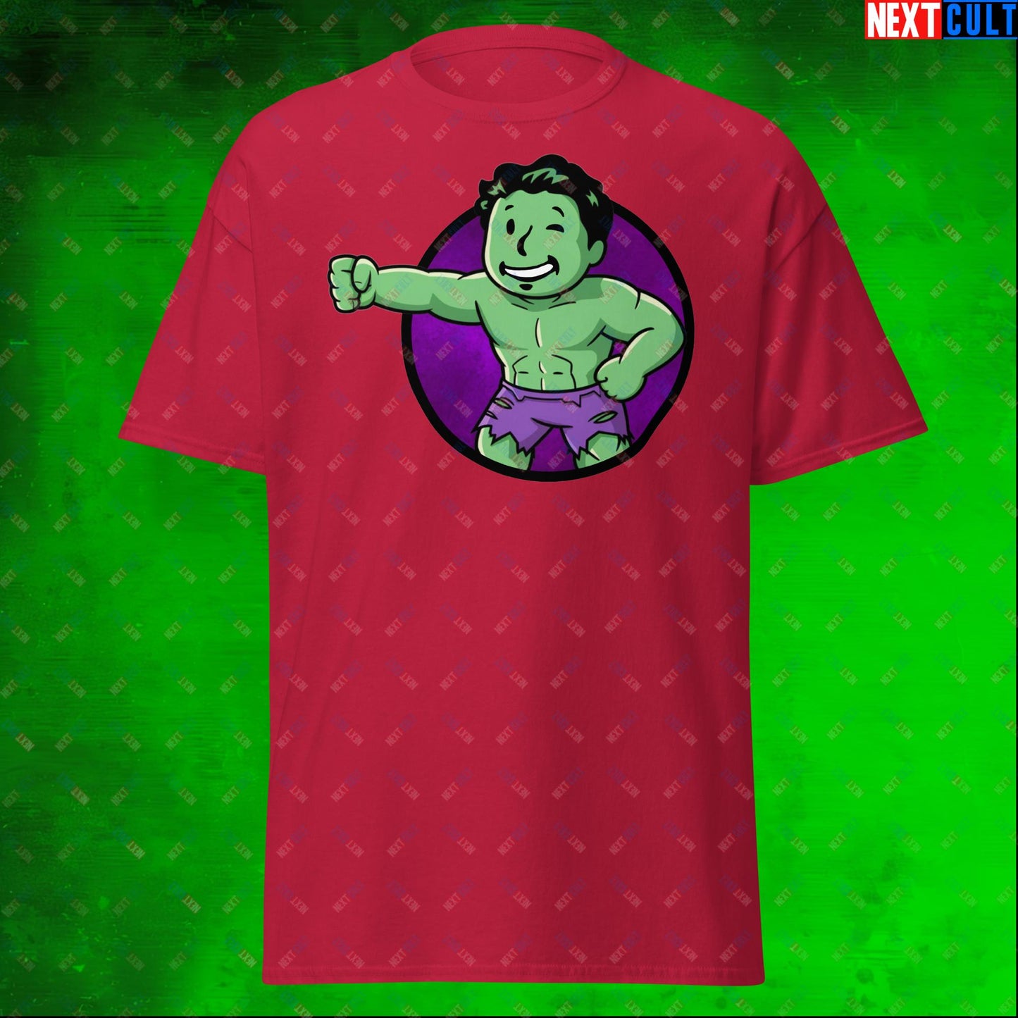 Angry Boy Hulk Vault Boy Fallout Funny Meme Cartoon Mashup Unisex tee Next Cult Brand