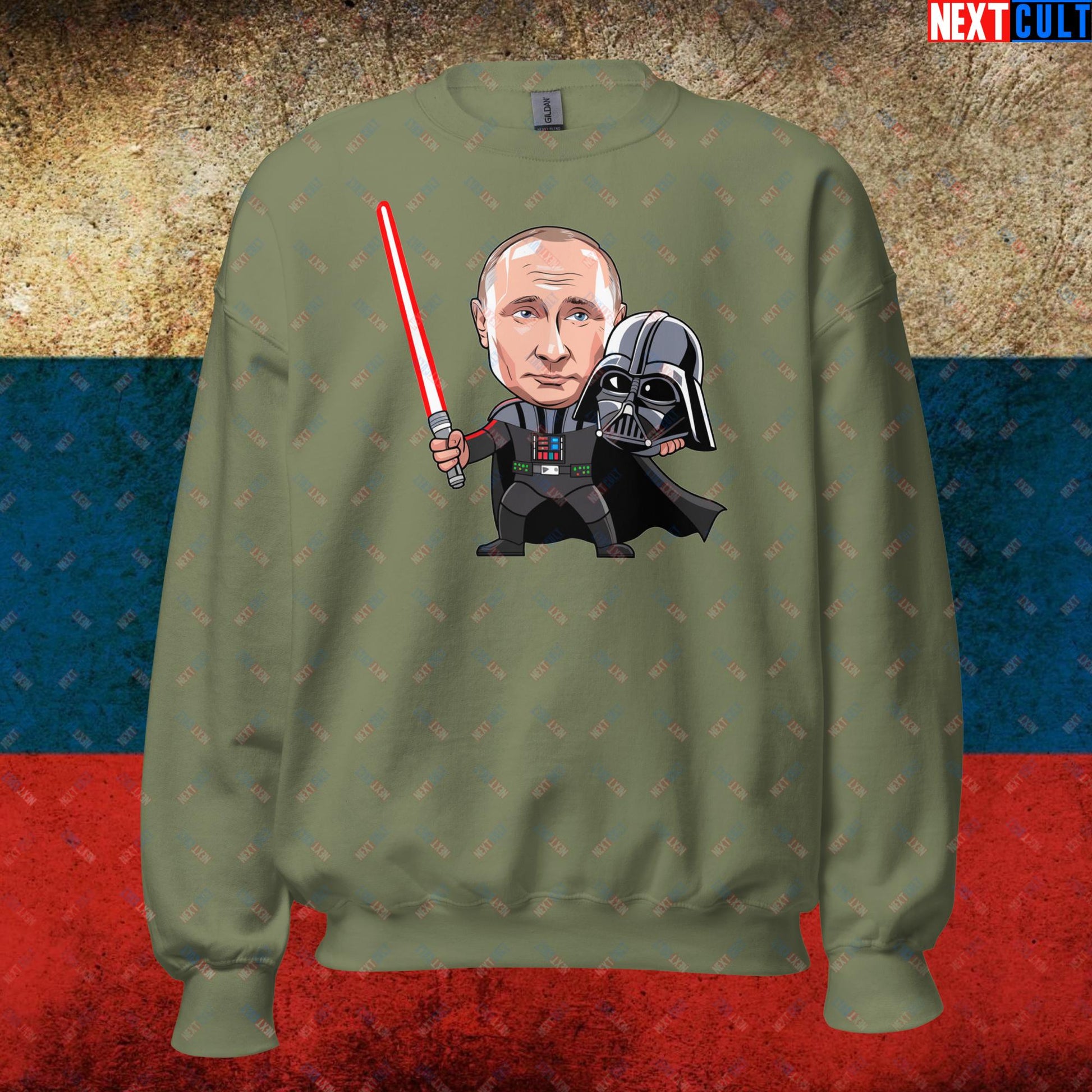 Anti Vladimir Putin Darth Vader Unisex Sweatshirt Military Green Sweatshirts Politics Vladimir Putin Next Cult Brand