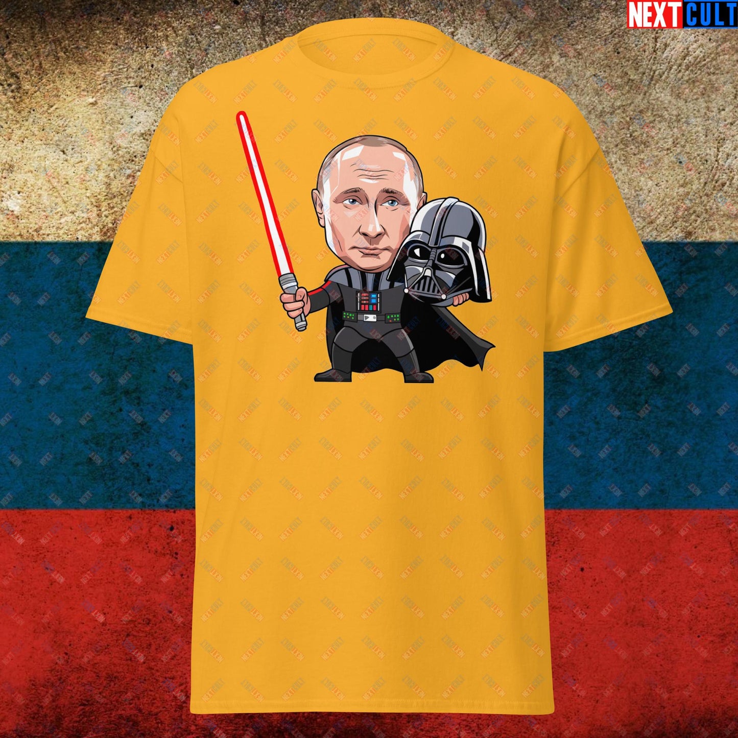 Anti Vladimir Putin Darth Vader Unisex tee Gold T-shirts Politics Vladimir Putin Next Cult Brand