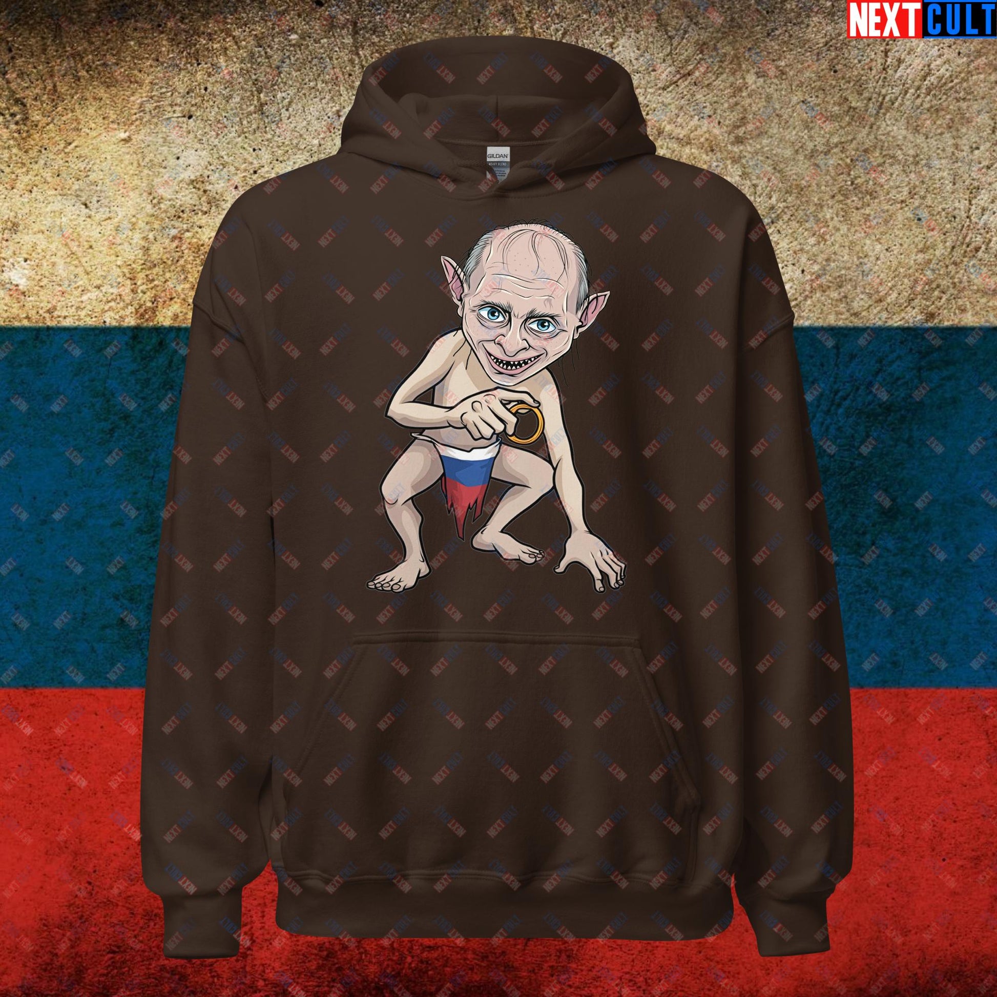 Anti Vladimir Putin Gollum Funny Unisex Hoodie Dark Chocolate Hoodies Politics Vladimir Putin Next Cult Brand