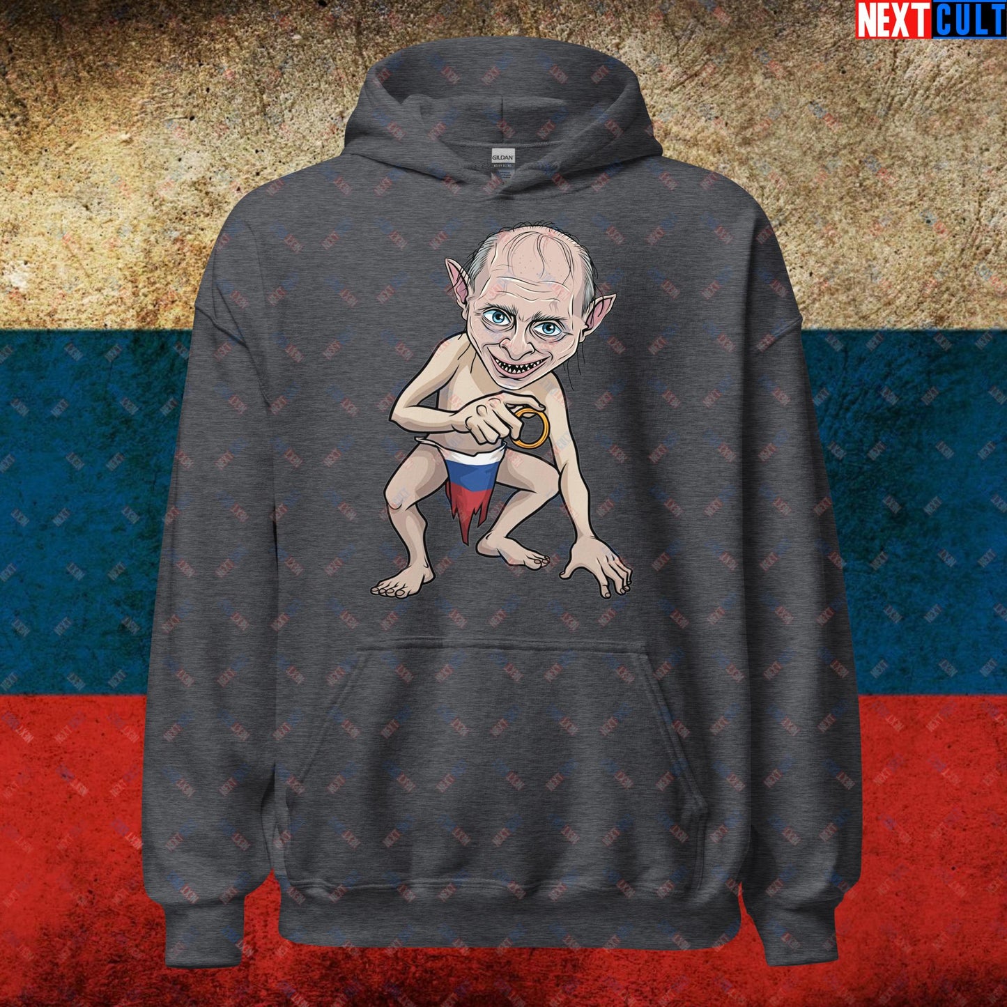 Anti Vladimir Putin Gollum Funny Unisex Hoodie Dark Heather Hoodies Politics Vladimir Putin Next Cult Brand