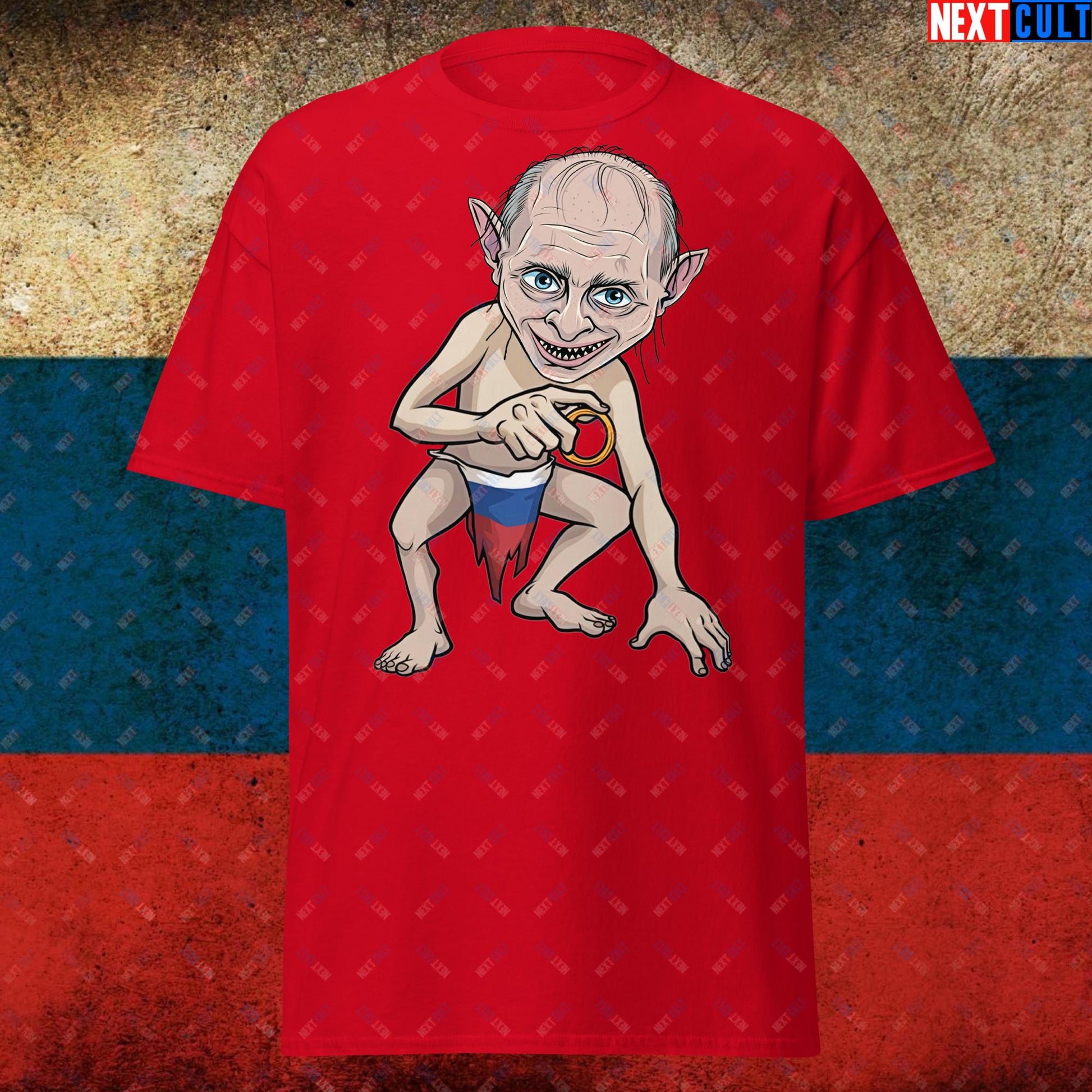 Anti Vladimir Putin Gollum Funny Unisex T-shirt Red T-shirts Politics Vladimir Putin Next Cult Brand