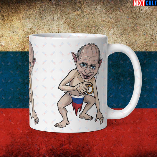 Anti Vladimir Putin Gollum Funny White glossy mug Next Cult Brand