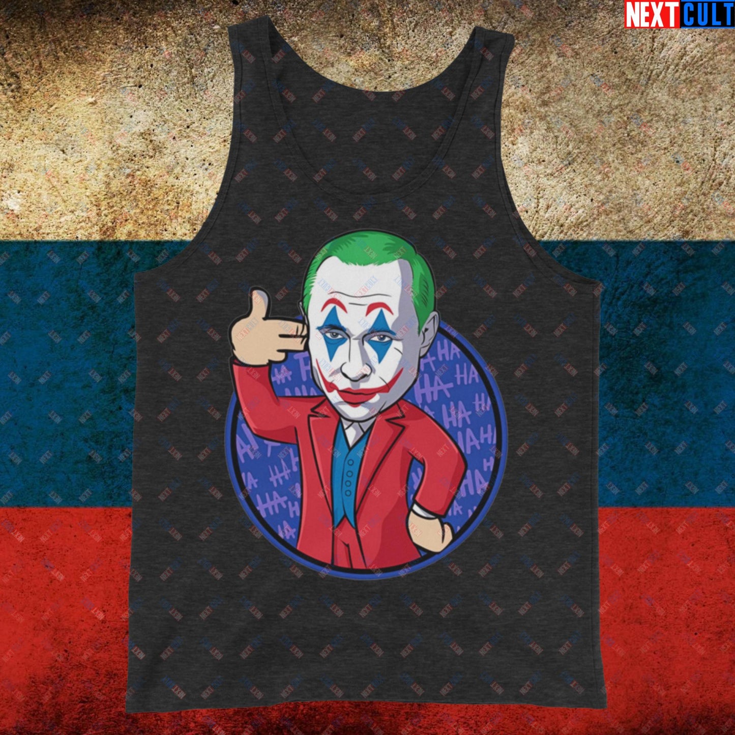 Anti Vladimir Putin Joker Tank Top Charcoal-Black Triblend Tank Tops Politics Vladimir Putin Next Cult Brand