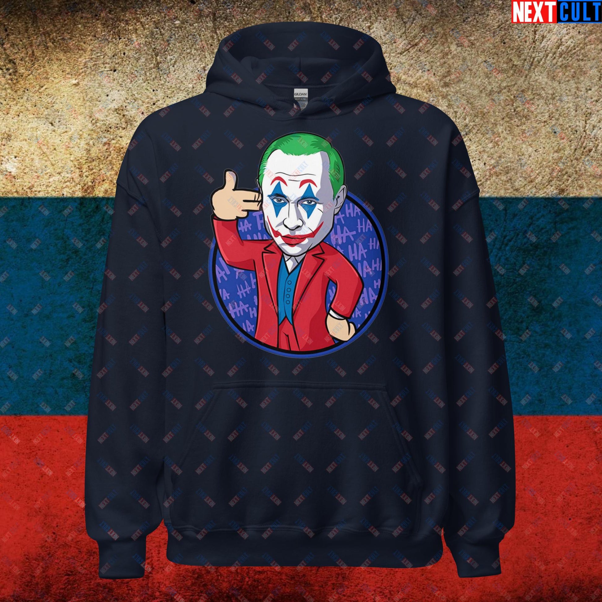 Anti Vladimir Putin Joker Unisex Hoodie Navy Hoodies Politics Vladimir Putin Next Cult Brand