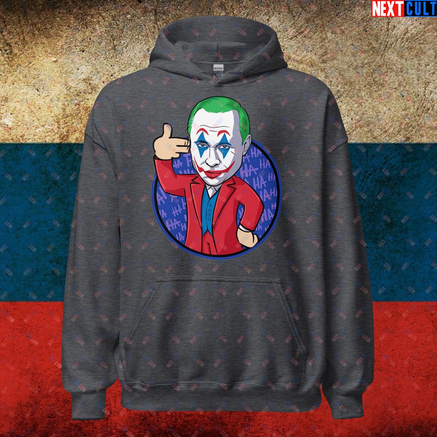 Anti Vladimir Putin Joker Unisex Hoodie Dark Heather Hoodies Politics Vladimir Putin Next Cult Brand