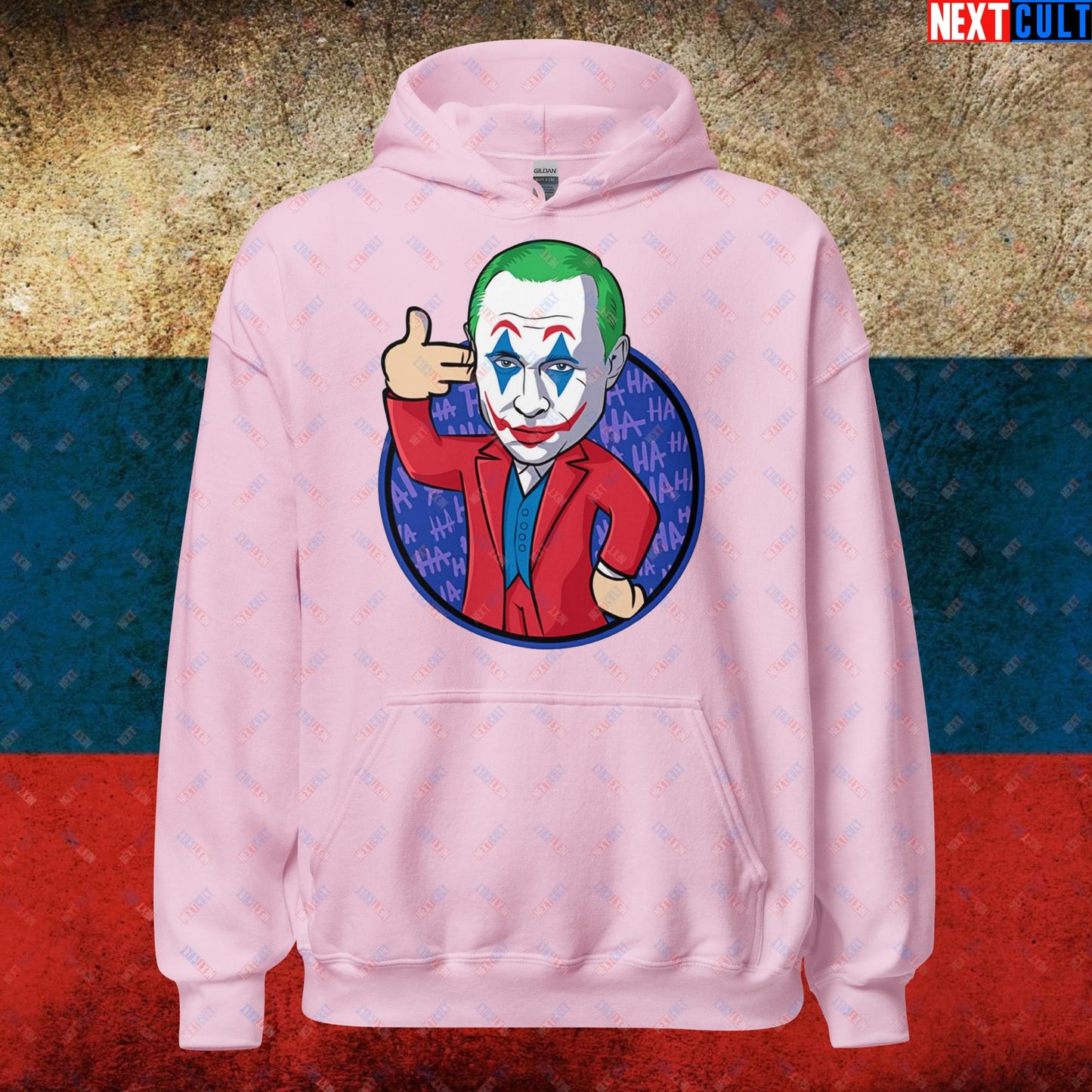 Anti Vladimir Putin Joker Unisex Hoodie Light Pink Hoodies Politics Vladimir Putin Next Cult Brand