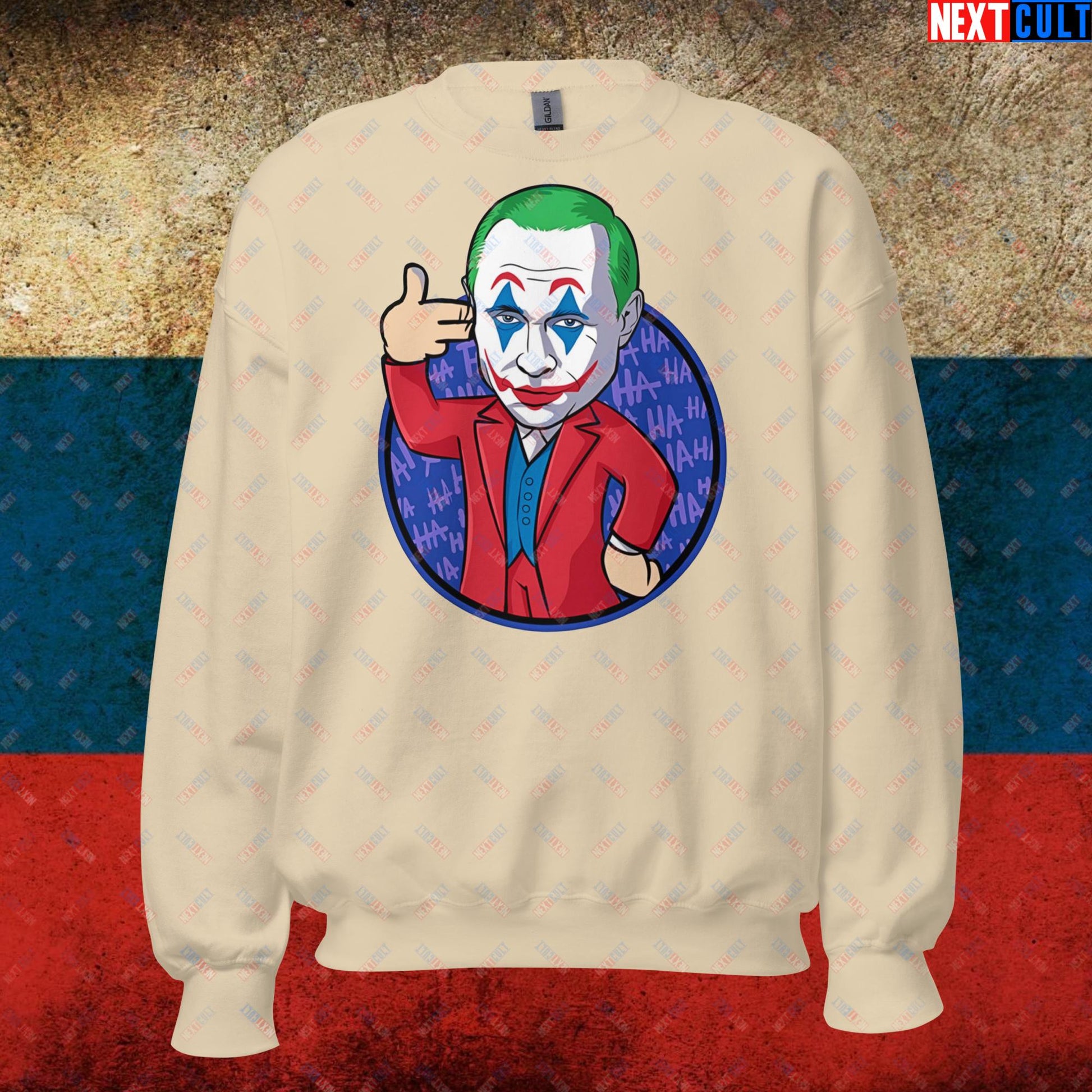 Anti Vladimir Putin Joker Unisex Sweatshirt Sand Sweatshirts Politics Vladimir Putin Next Cult Brand