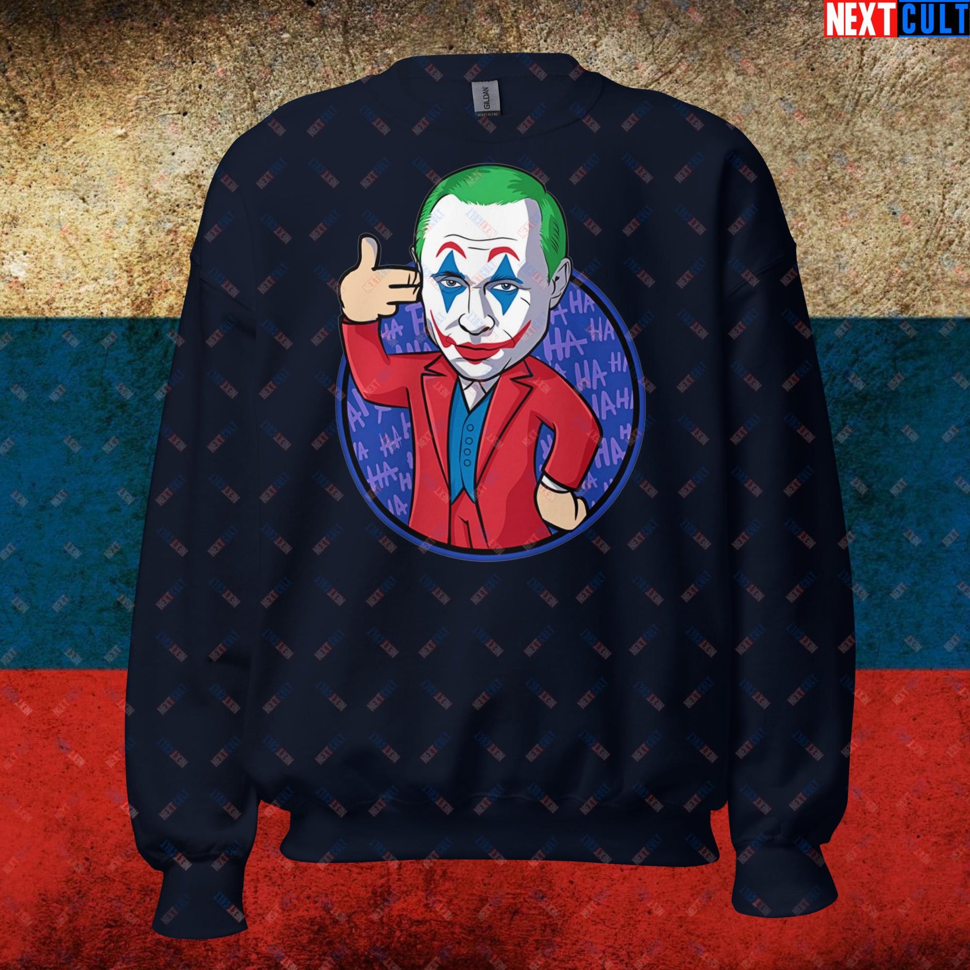 Anti Vladimir Putin Joker Unisex Sweatshirt Navy Sweatshirts Politics Vladimir Putin Next Cult Brand