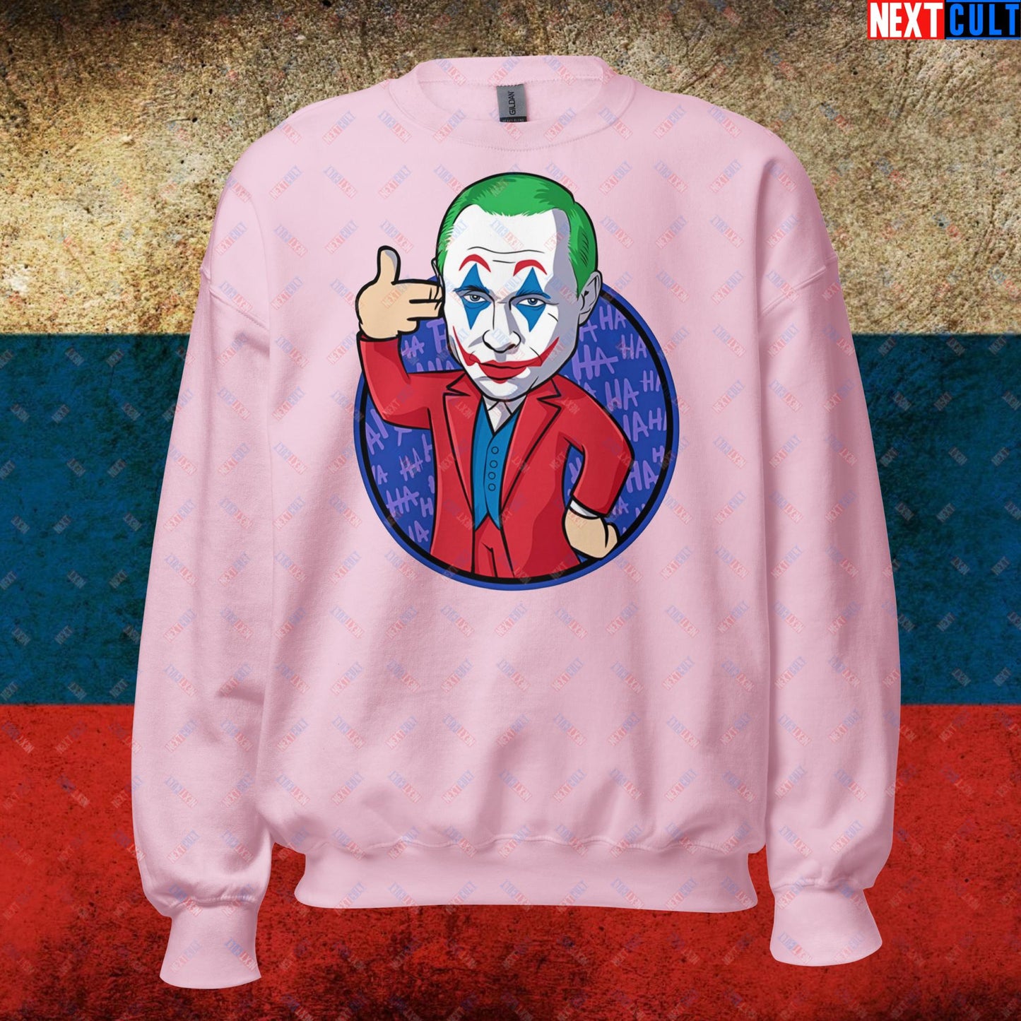 Anti Vladimir Putin Joker Unisex Sweatshirt Light Pink Sweatshirts Politics Vladimir Putin Next Cult Brand