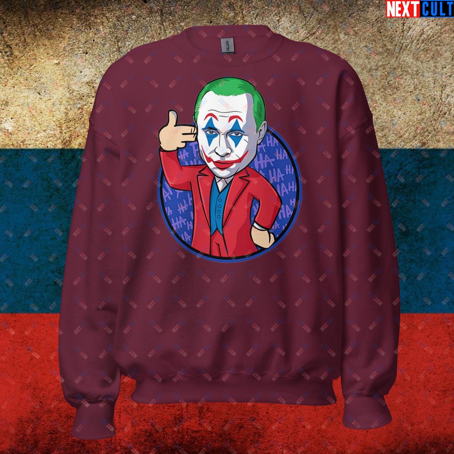 Anti Vladimir Putin Joker Unisex Sweatshirt Maroon Sweatshirts Politics Vladimir Putin Next Cult Brand