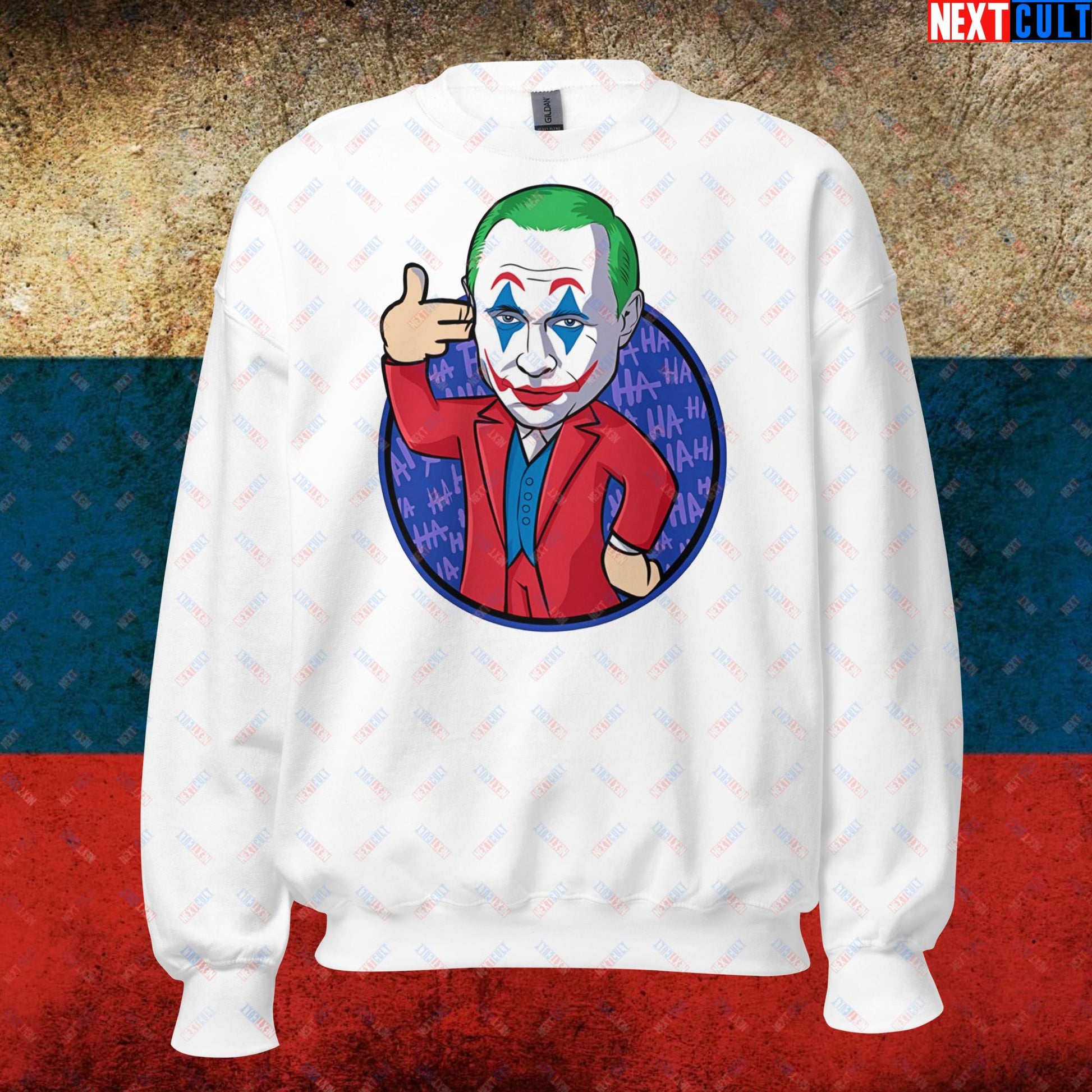 Anti Vladimir Putin Joker Unisex Sweatshirt White Sweatshirts Politics Vladimir Putin Next Cult Brand