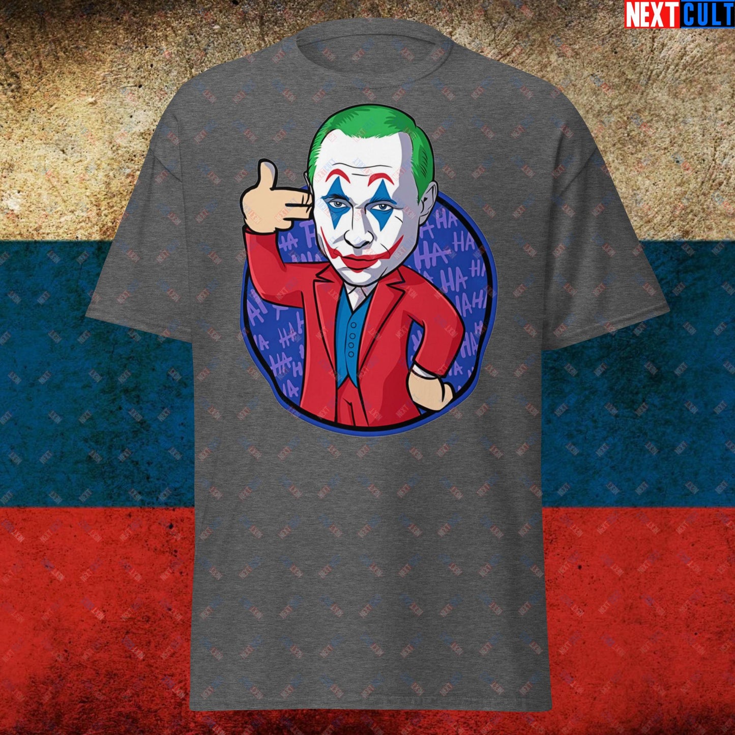 Anti Vladimir Putin Joker Unisex tee Dark Heather T-shirts Politics Vladimir Putin Next Cult Brand