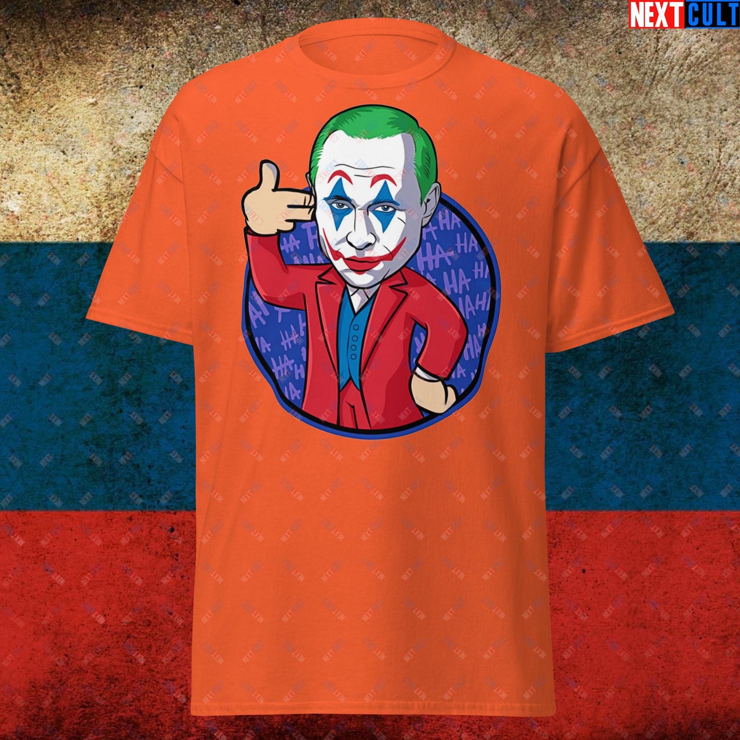 Anti Vladimir Putin Joker Unisex tee Orange T-shirts Politics Vladimir Putin Next Cult Brand