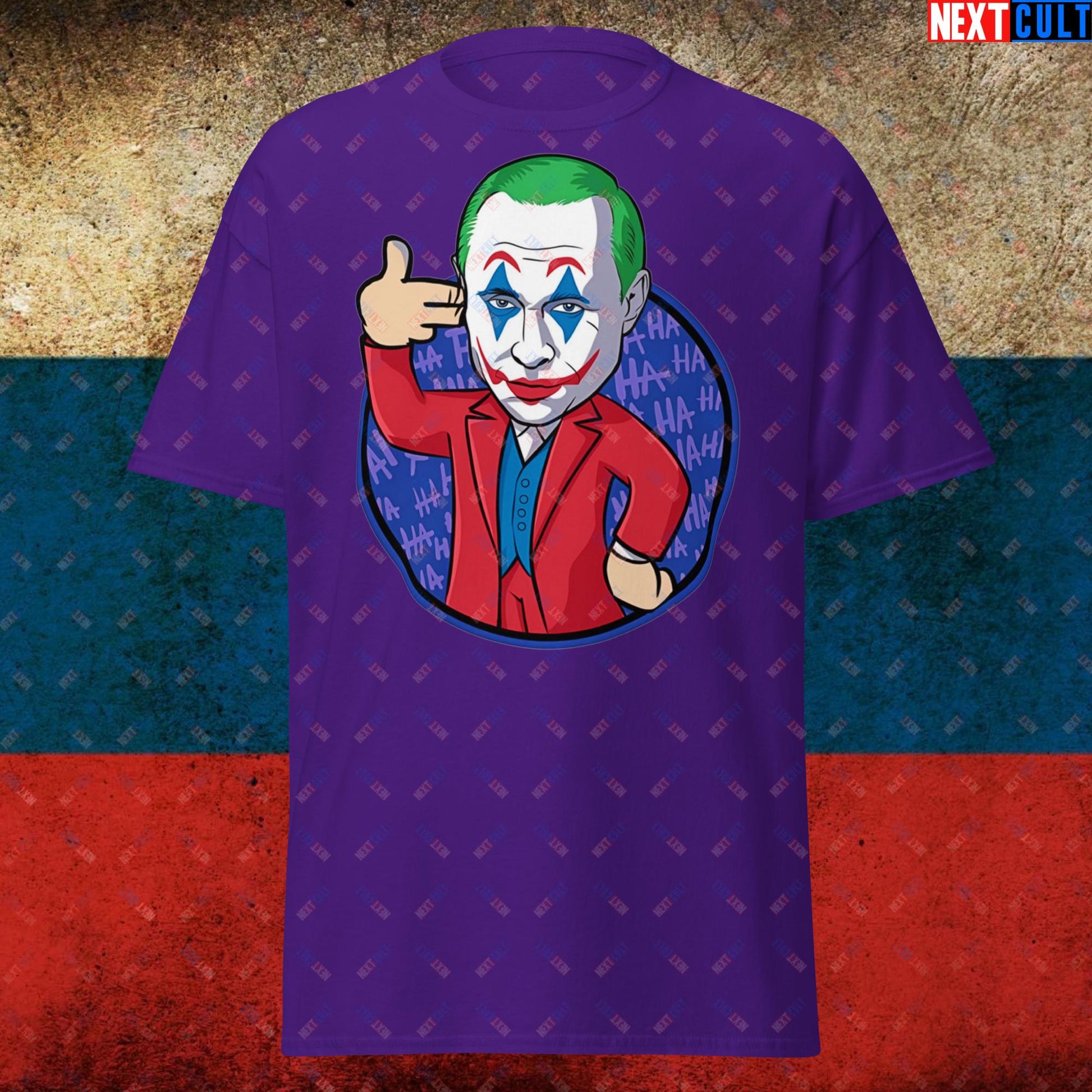 Anti Vladimir Putin Joker Unisex tee Purple T-shirts Politics Vladimir Putin Next Cult Brand