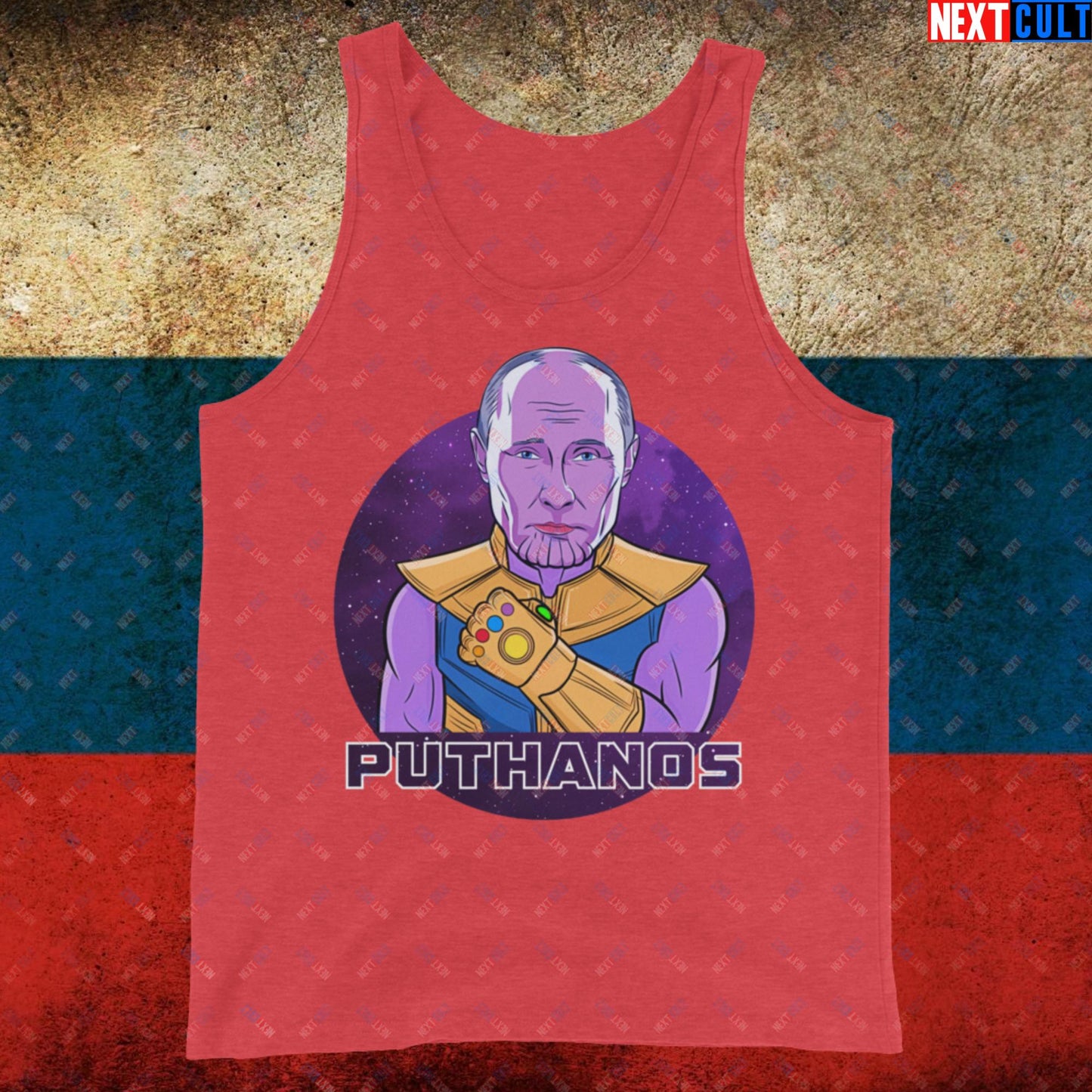 Anti Vladimir Putin Thanos Tank Top Red Triblend Tank Tops Politics Vladimir Putin Next Cult Brand