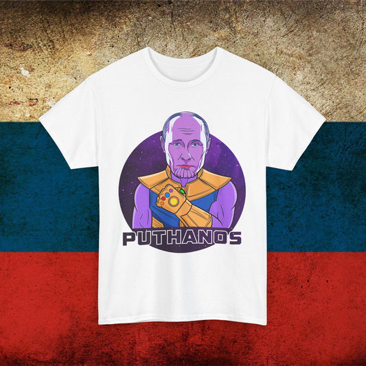 Anti Vladimir Putin Thanos Unisex Heavy Cotton Tee White T-shirts Politics Vladimir Putin Printify