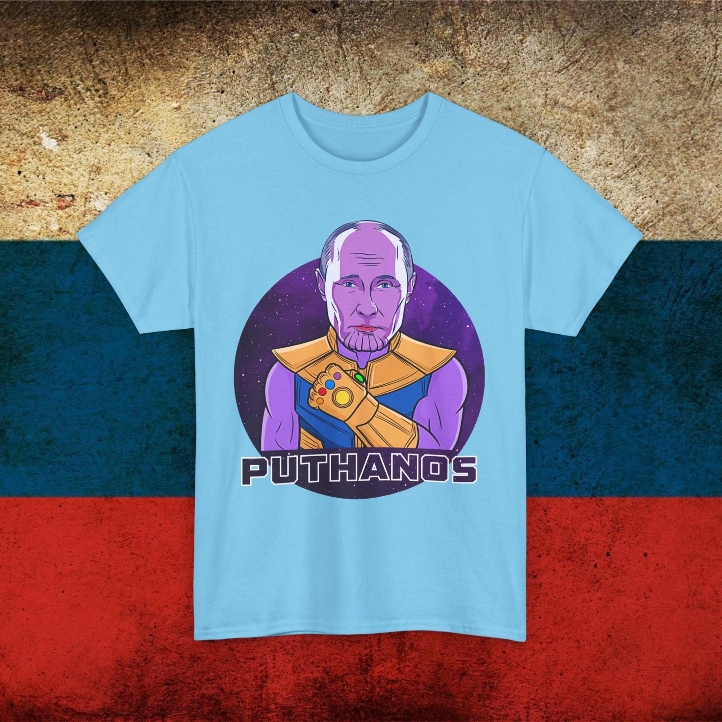 Anti Vladimir Putin Thanos Unisex Heavy Cotton Tee Sky T-shirts Politics Vladimir Putin Printify