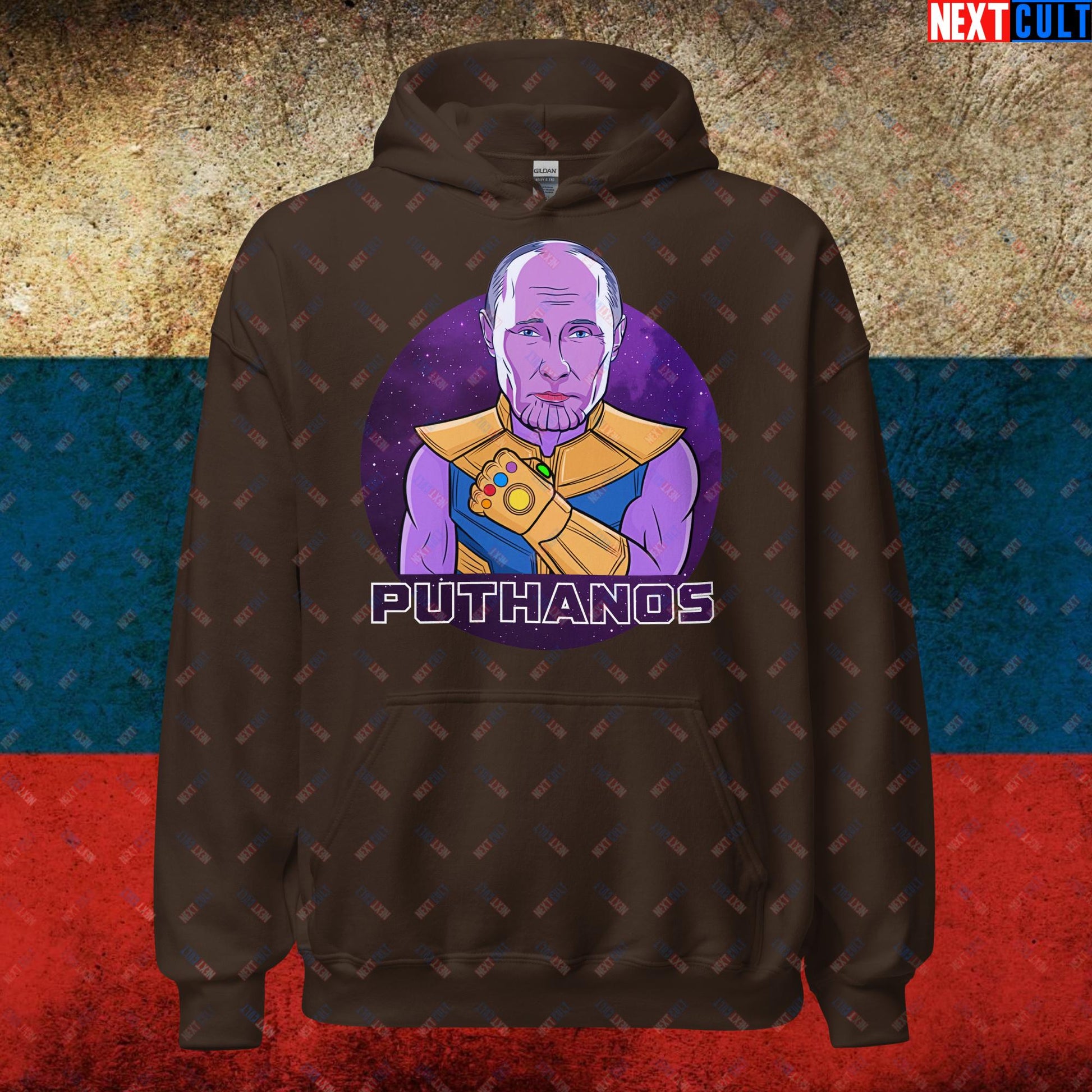 Anti Vladimir Putin Thanos Unisex Hoodie Dark Chocolate Hoodies Politics Vladimir Putin Next Cult Brand