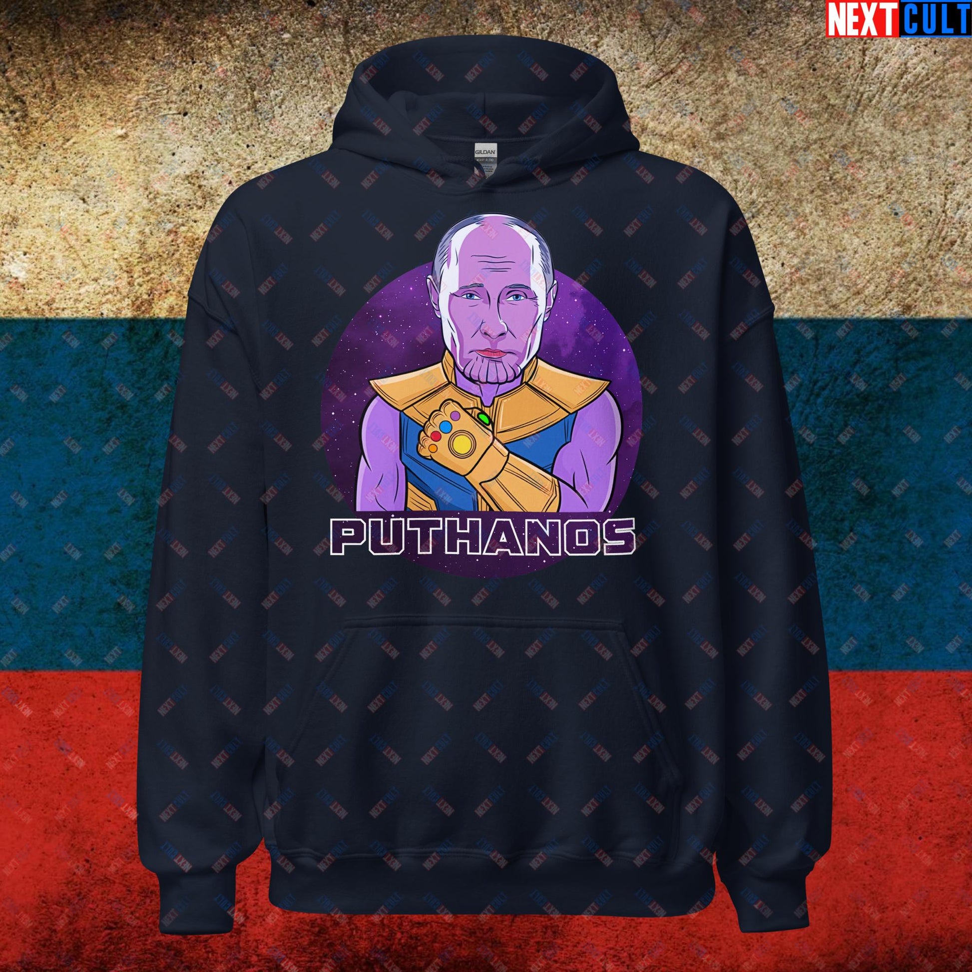 Anti Vladimir Putin Thanos Unisex Hoodie Navy Hoodies Politics Vladimir Putin Next Cult Brand