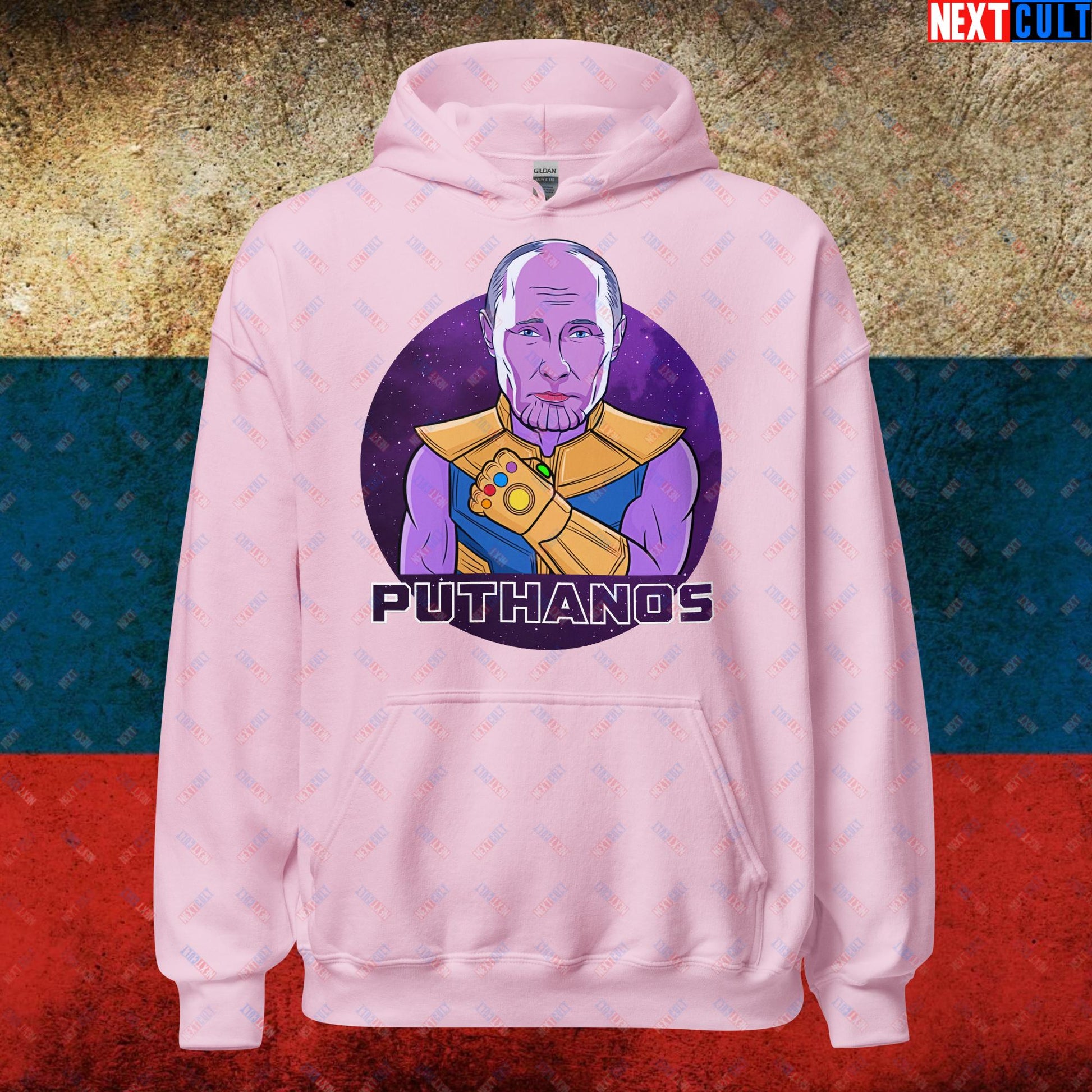 Anti Vladimir Putin Thanos Unisex Hoodie Light Pink Hoodies Politics Vladimir Putin Next Cult Brand