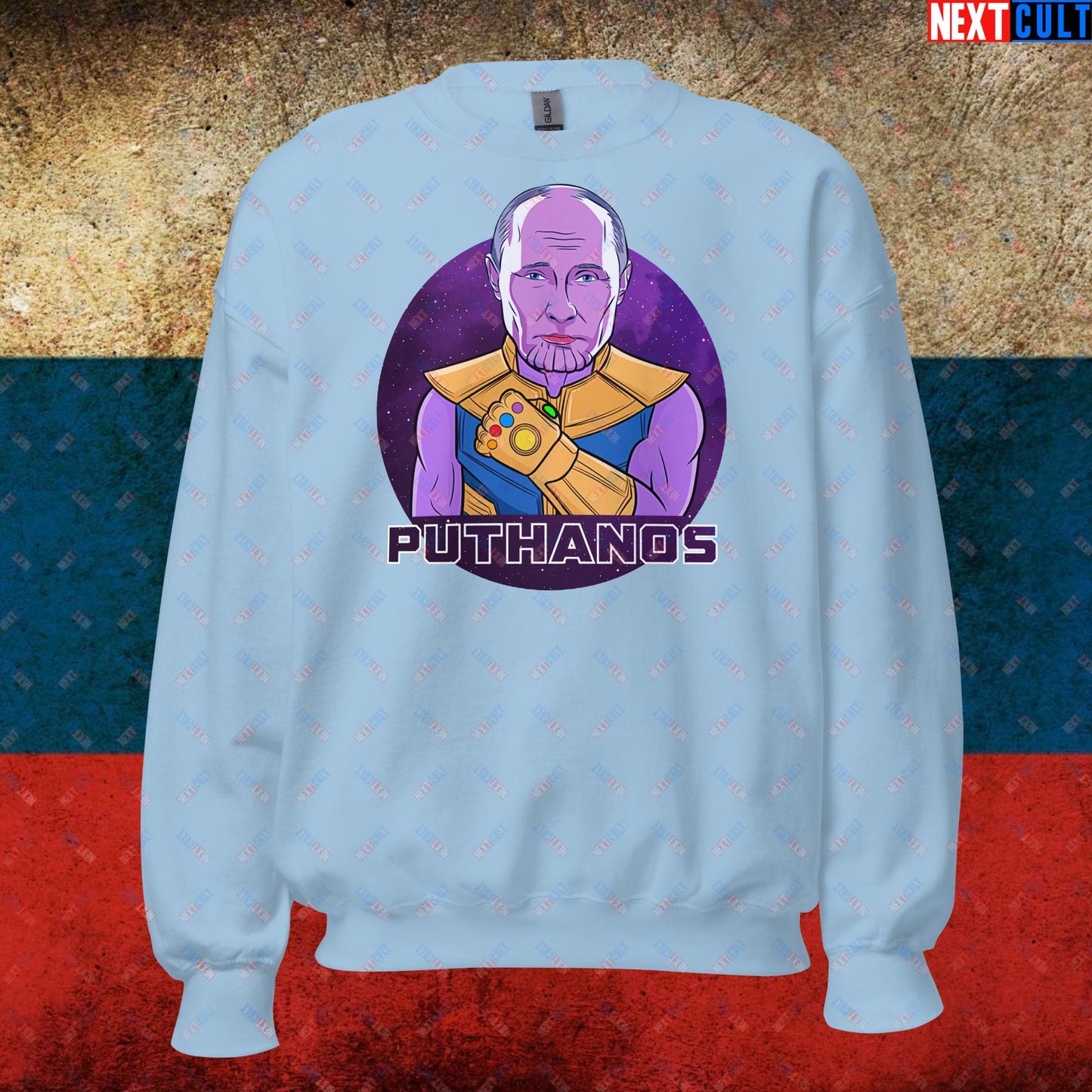 Anti Vladimir Putin Thanos Unisex Sweatshirt Light Blue Sweatshirts Politics Vladimir Putin Next Cult Brand